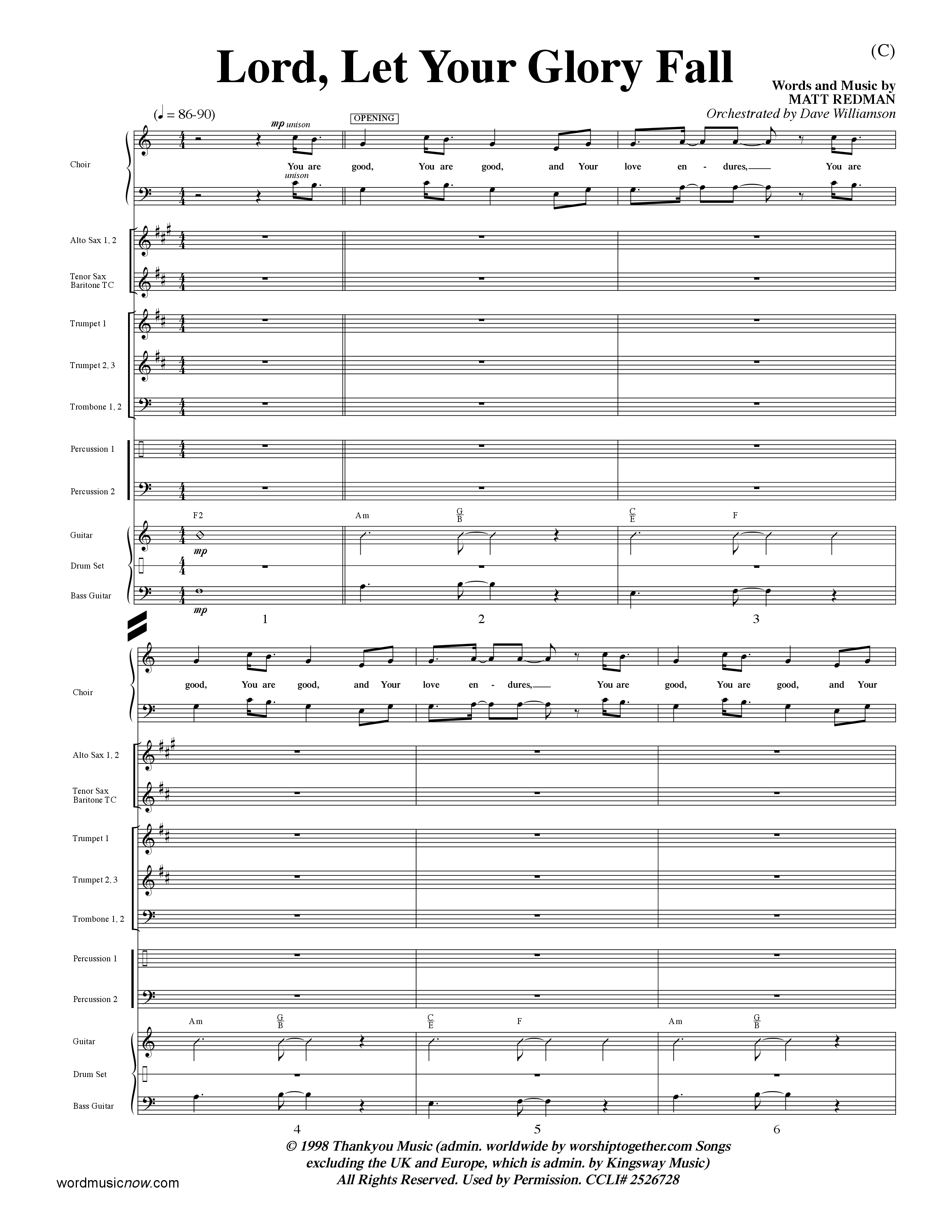 Lord Let Your Glory Fall (Choral Anthem SATB) Conductor's Score (Word Music Choral / Orch. Dave Williamson)