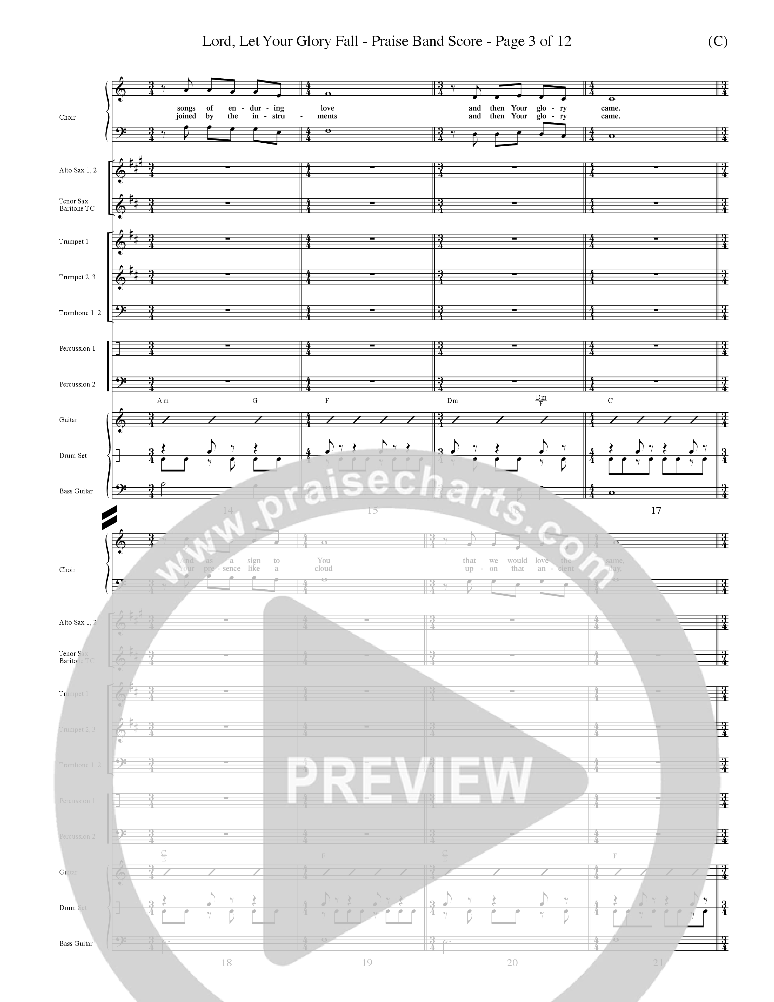 Lord Let Your Glory Fall (Choral Anthem SATB) Conductor's Score (Word Music Choral / Orch. Dave Williamson)