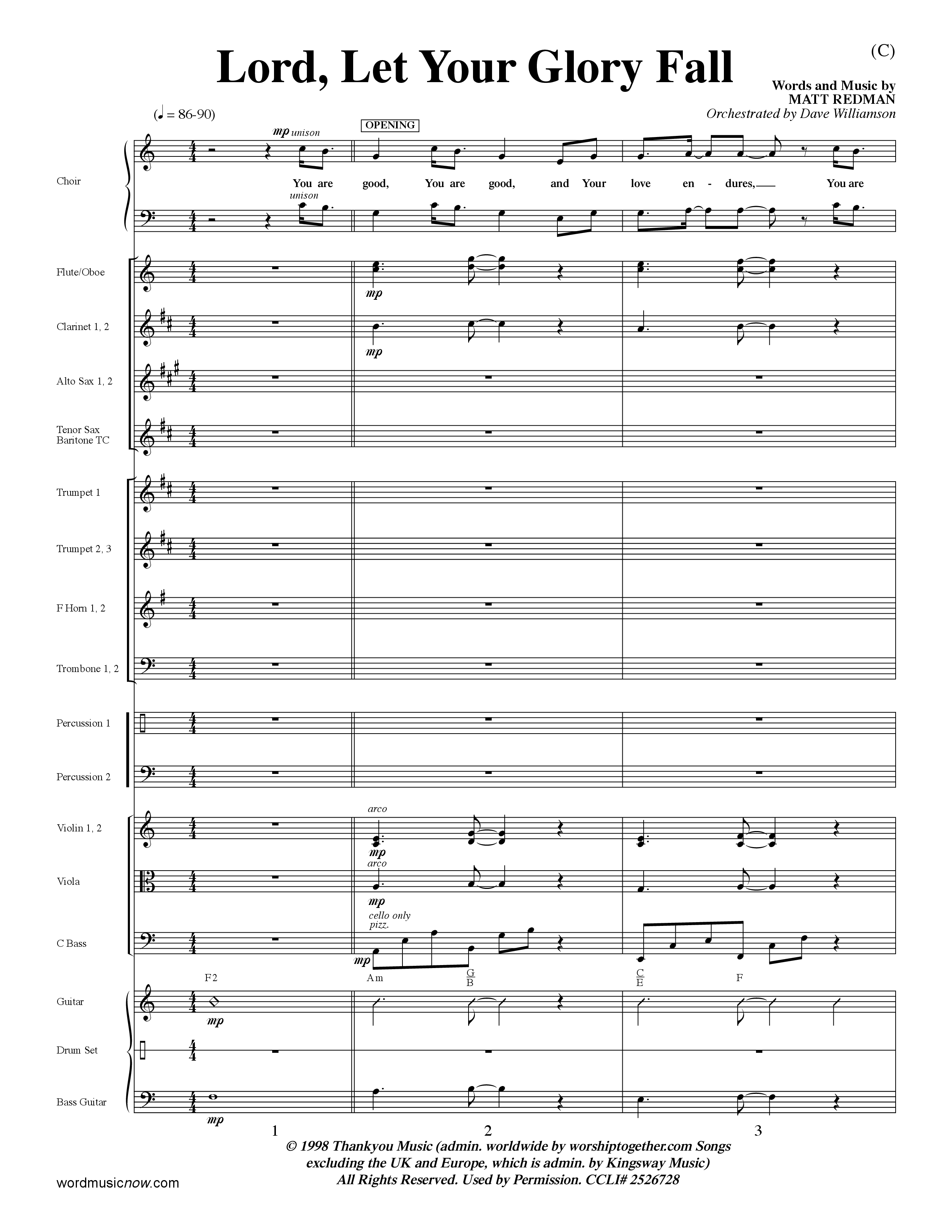 Lord Let Your Glory Fall (Choral Anthem SATB) Conductor's Score (Word Music Choral / Orch. Dave Williamson)