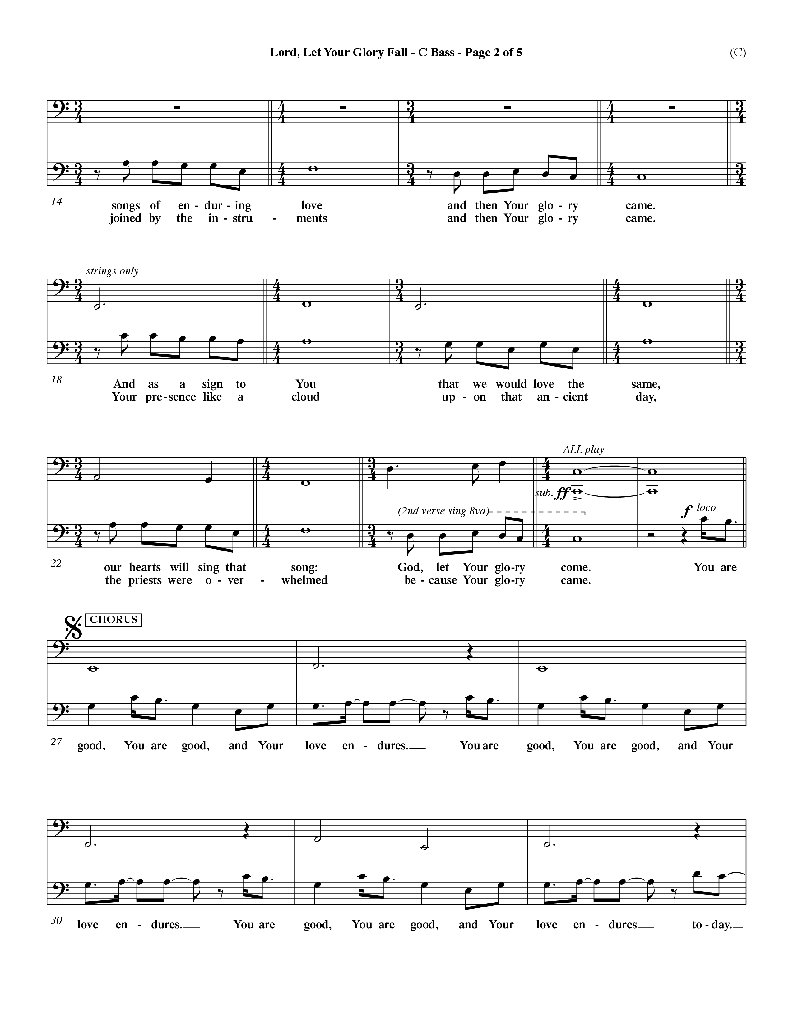 Lord Let Your Glory Fall (Choral Anthem SATB) Contrabass (Word Music Choral / Orch. Dave Williamson)