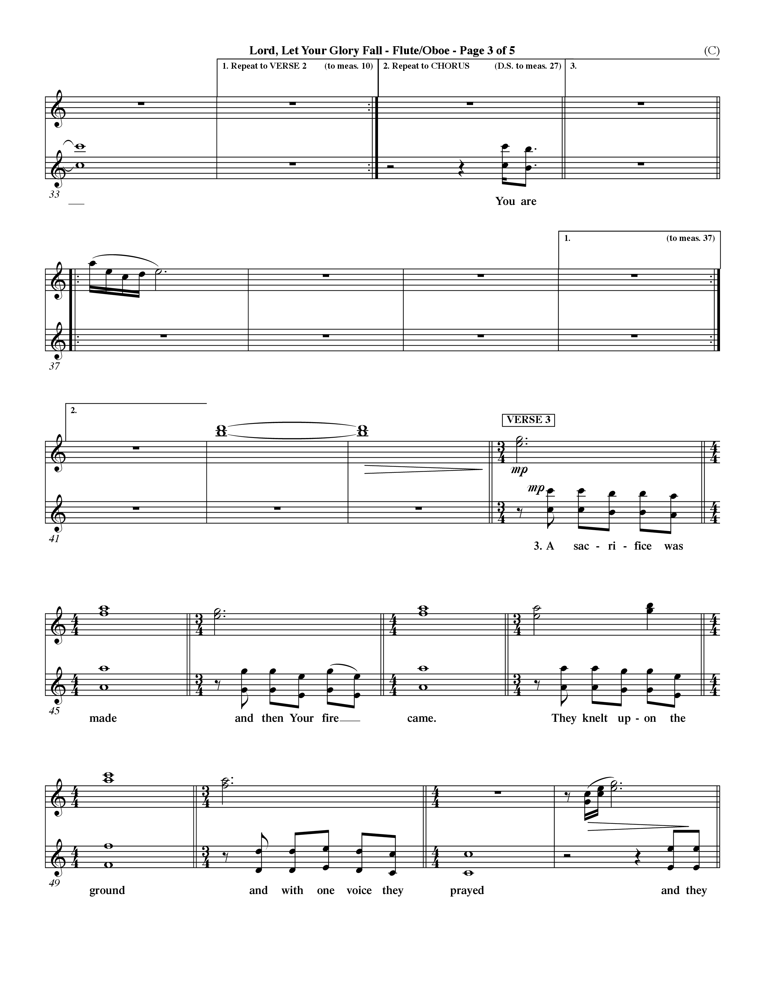 Lord Let Your Glory Fall (Choral Anthem SATB) Flute/Oboe (Word Music Choral / Orch. Dave Williamson)