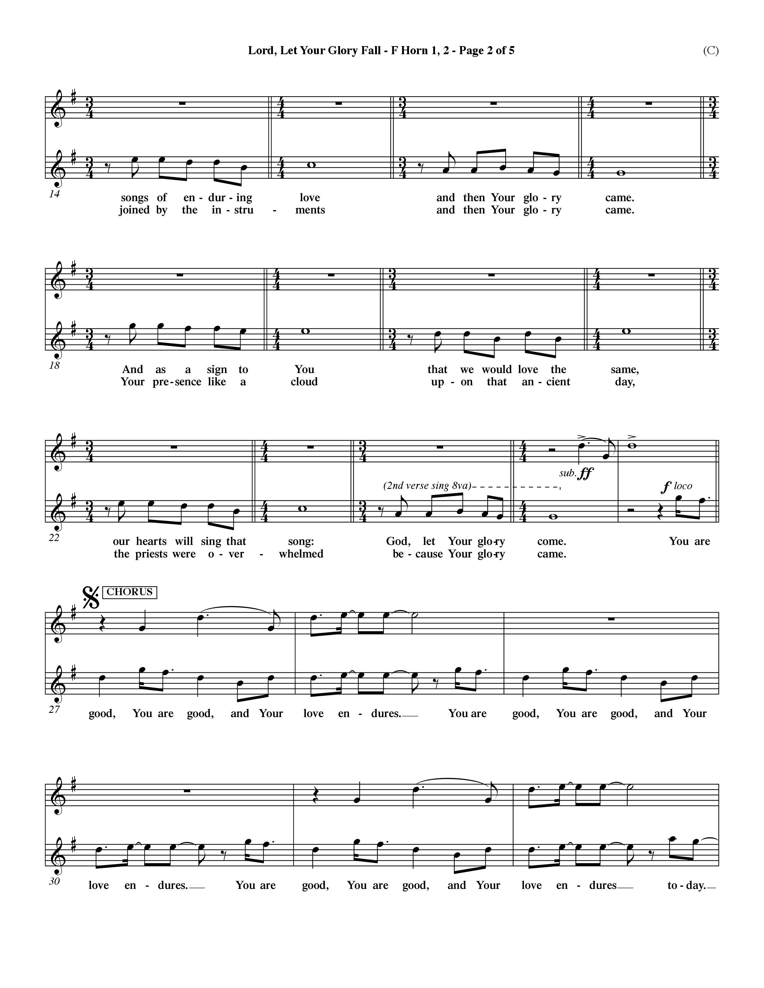 Lord Let Your Glory Fall (Choral Anthem SATB) French Horn (Word Music Choral / Orch. Dave Williamson)
