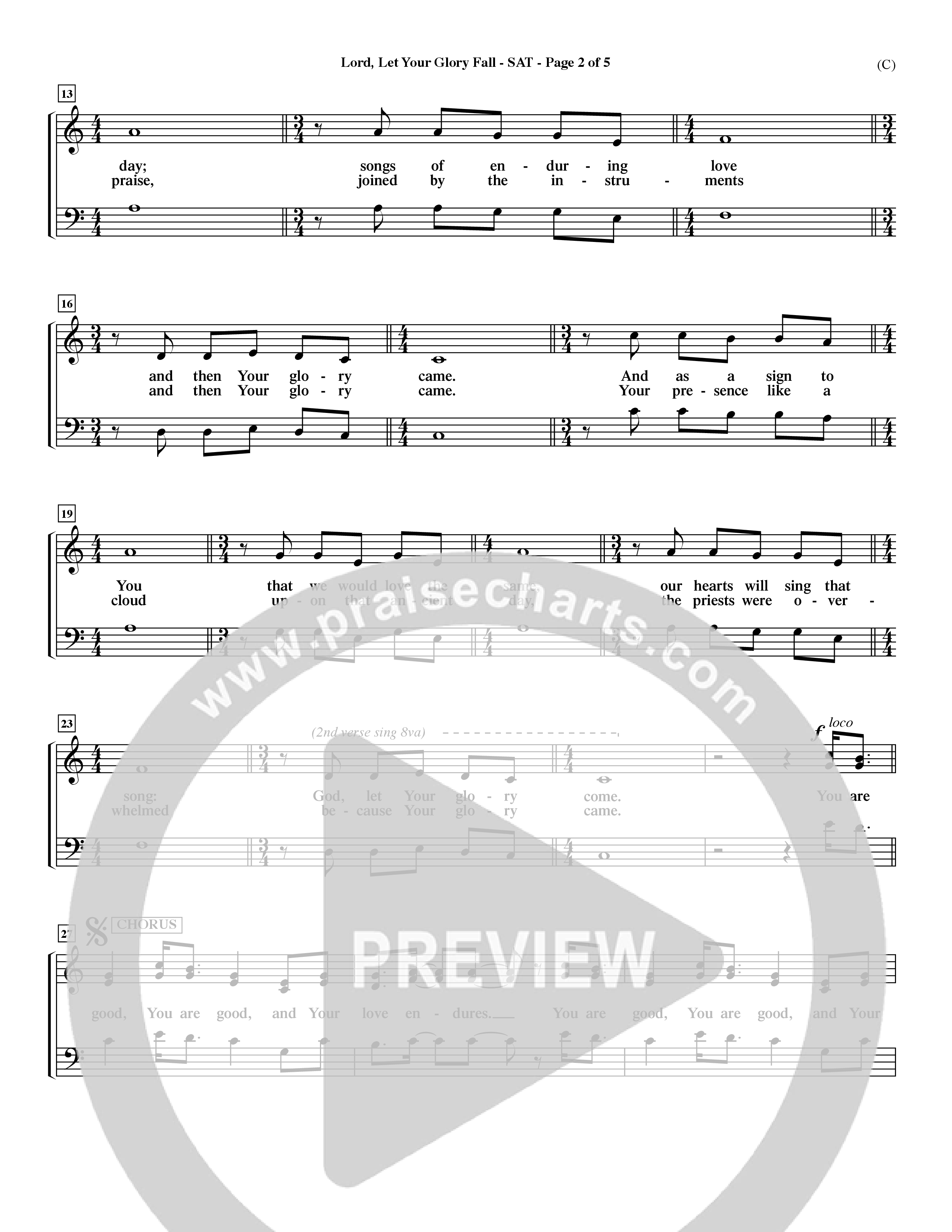 Lord Let Your Glory Fall (Choral Anthem SATB) Lead Sheet (SAT) (Word Music Choral / Orch. Dave Williamson)