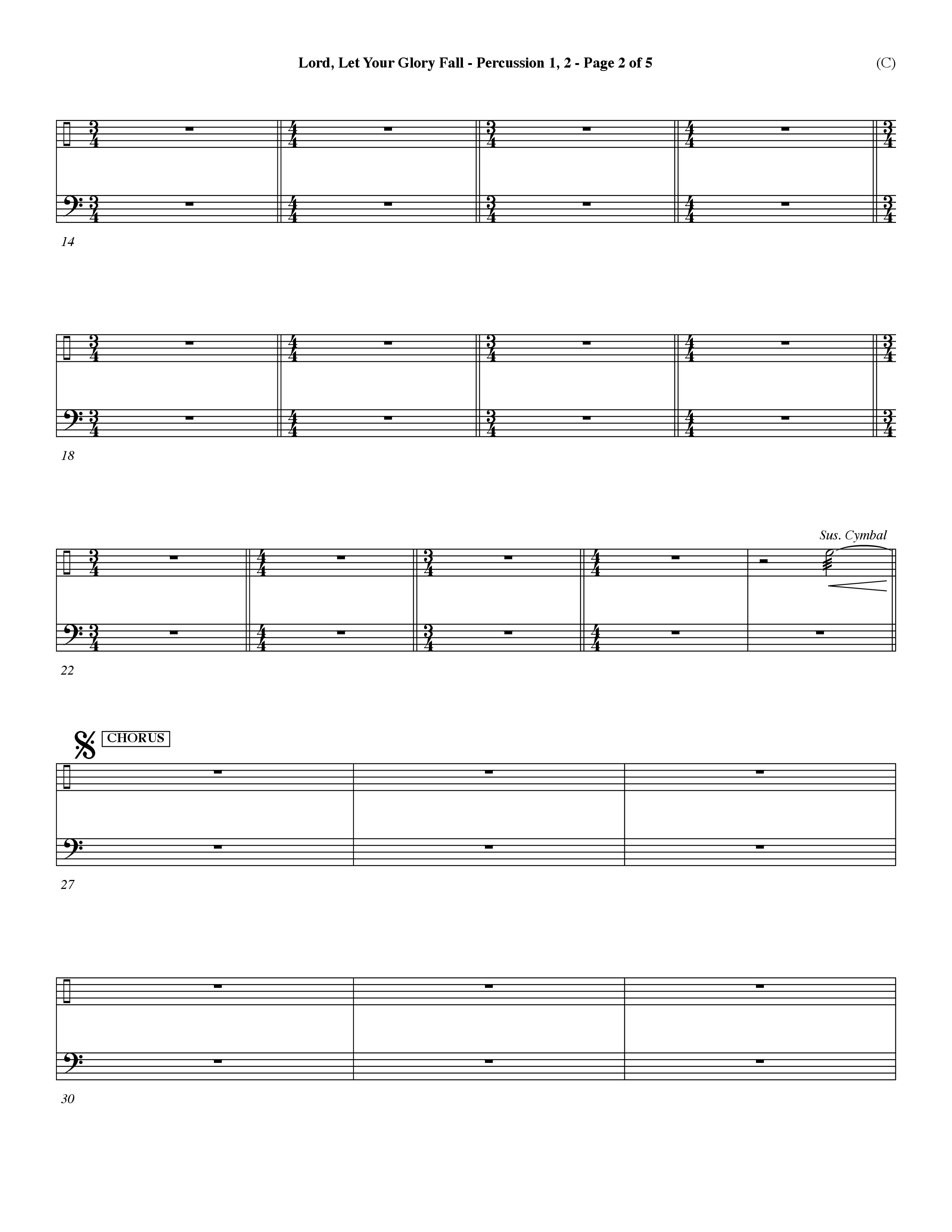 Lord Let Your Glory Fall (Choral Anthem SATB) Percussion 1/2 (Word Music Choral / Orch. Dave Williamson)
