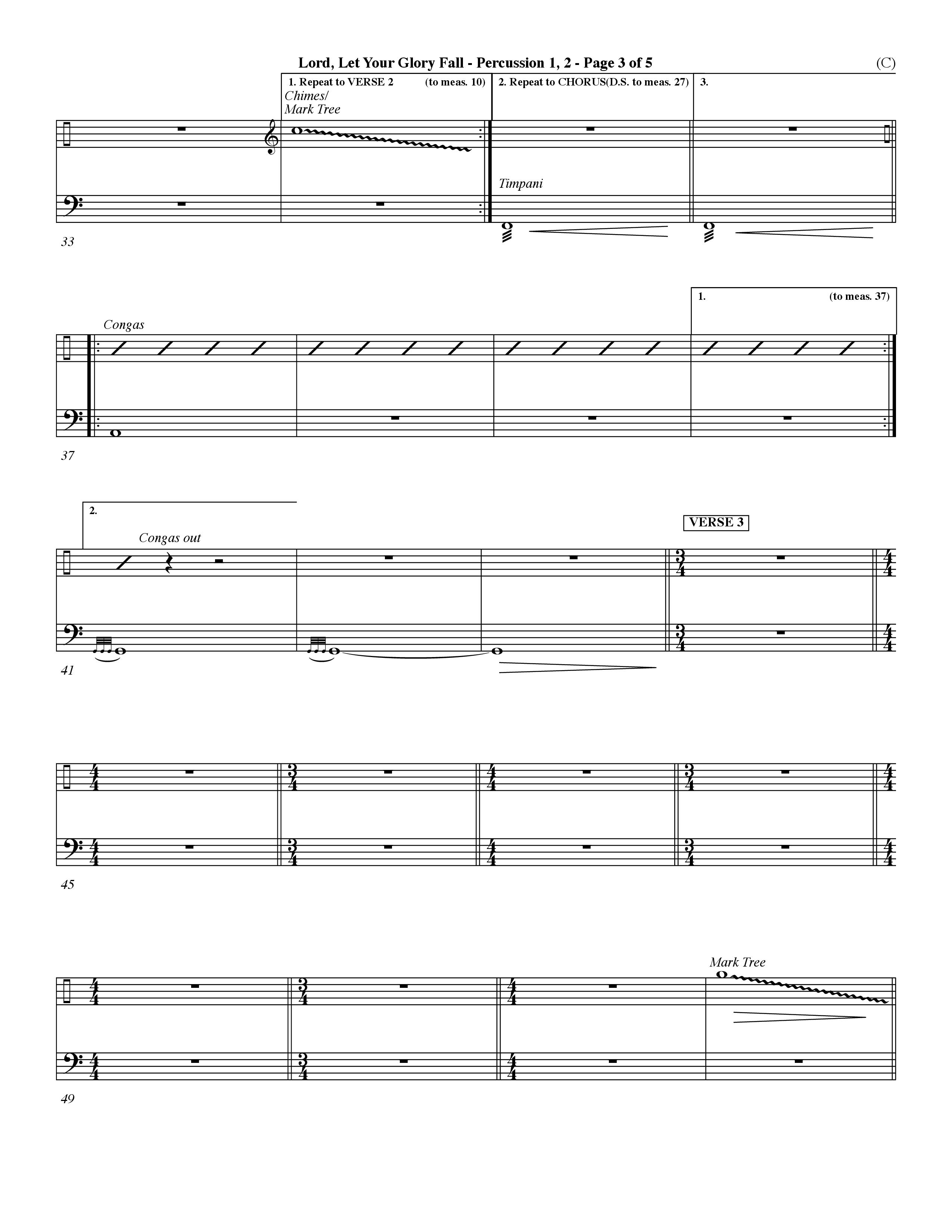 Lord Let Your Glory Fall (Choral Anthem SATB) Percussion 1/2 (Word Music Choral / Orch. Dave Williamson)