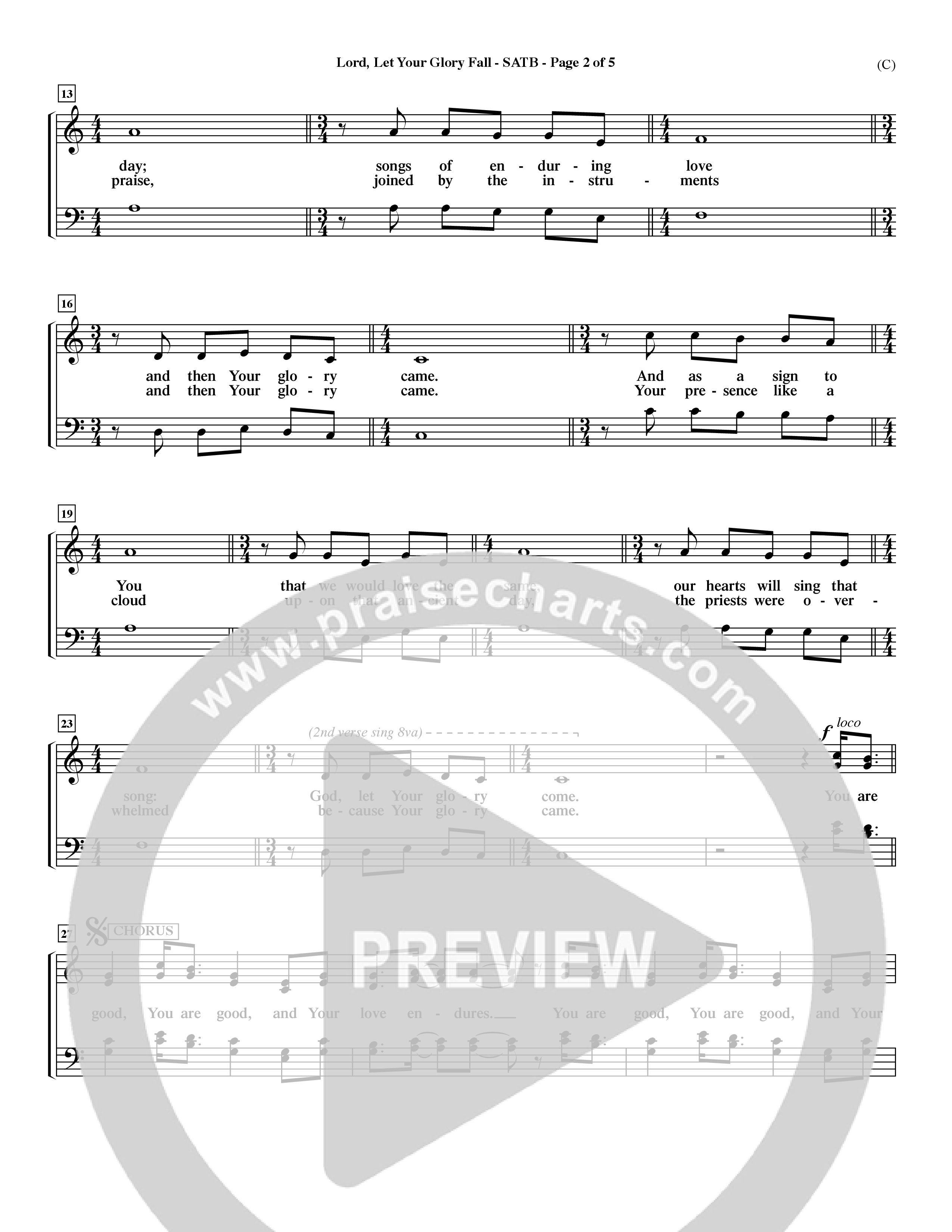 Lord Let Your Glory Fall (Choral Anthem SATB) Keyboard/Vocal (SATB) (Word Music Choral / Orch. Dave Williamson)