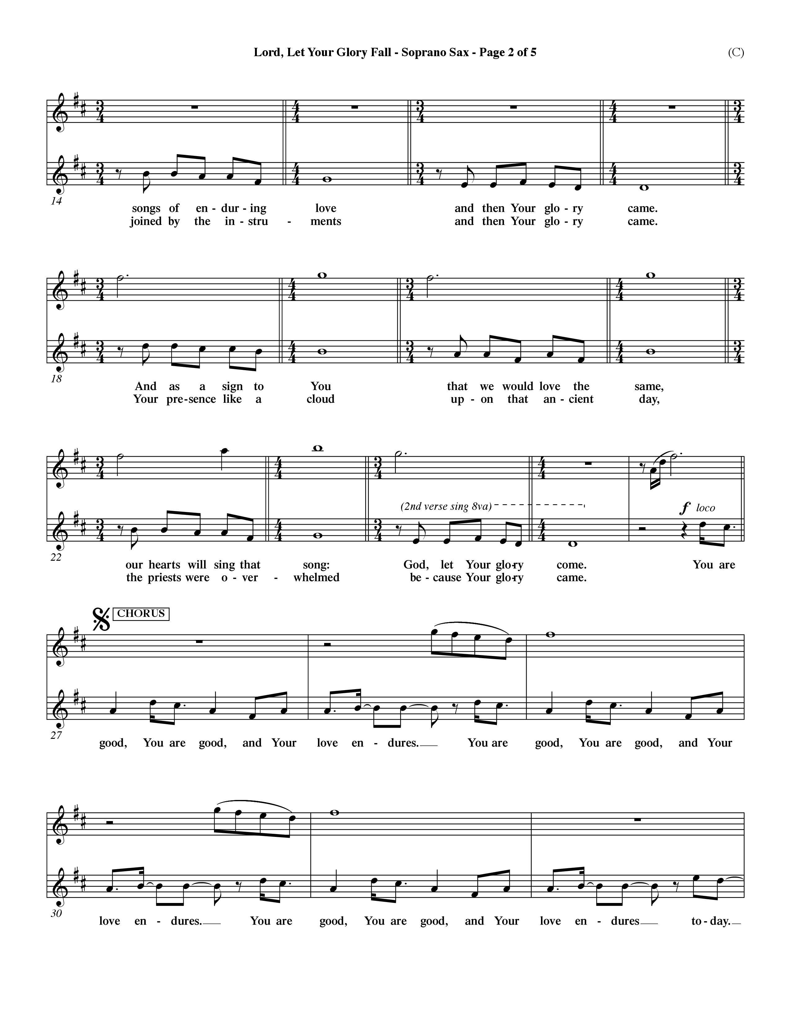 Lord Let Your Glory Fall (Choral Anthem SATB) Saxophone (Word Music Choral / Orch. Dave Williamson)