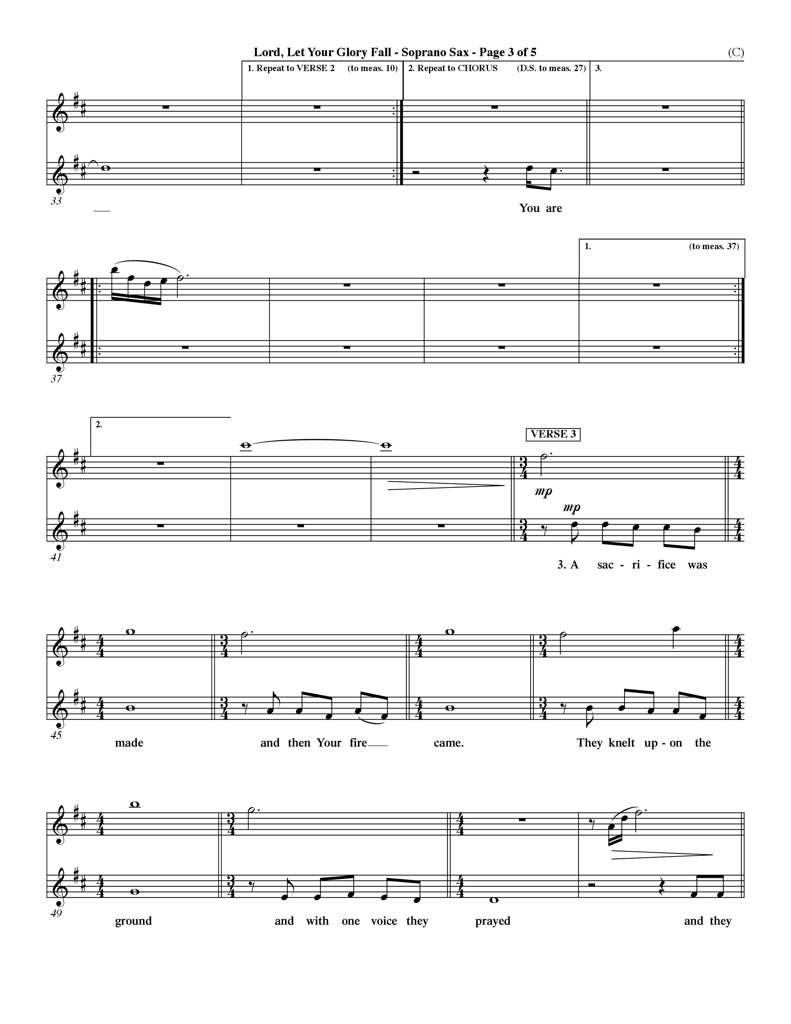 Lord Let Your Glory Fall (Choral Anthem SATB) Saxophone (Word Music Choral / Orch. Dave Williamson)