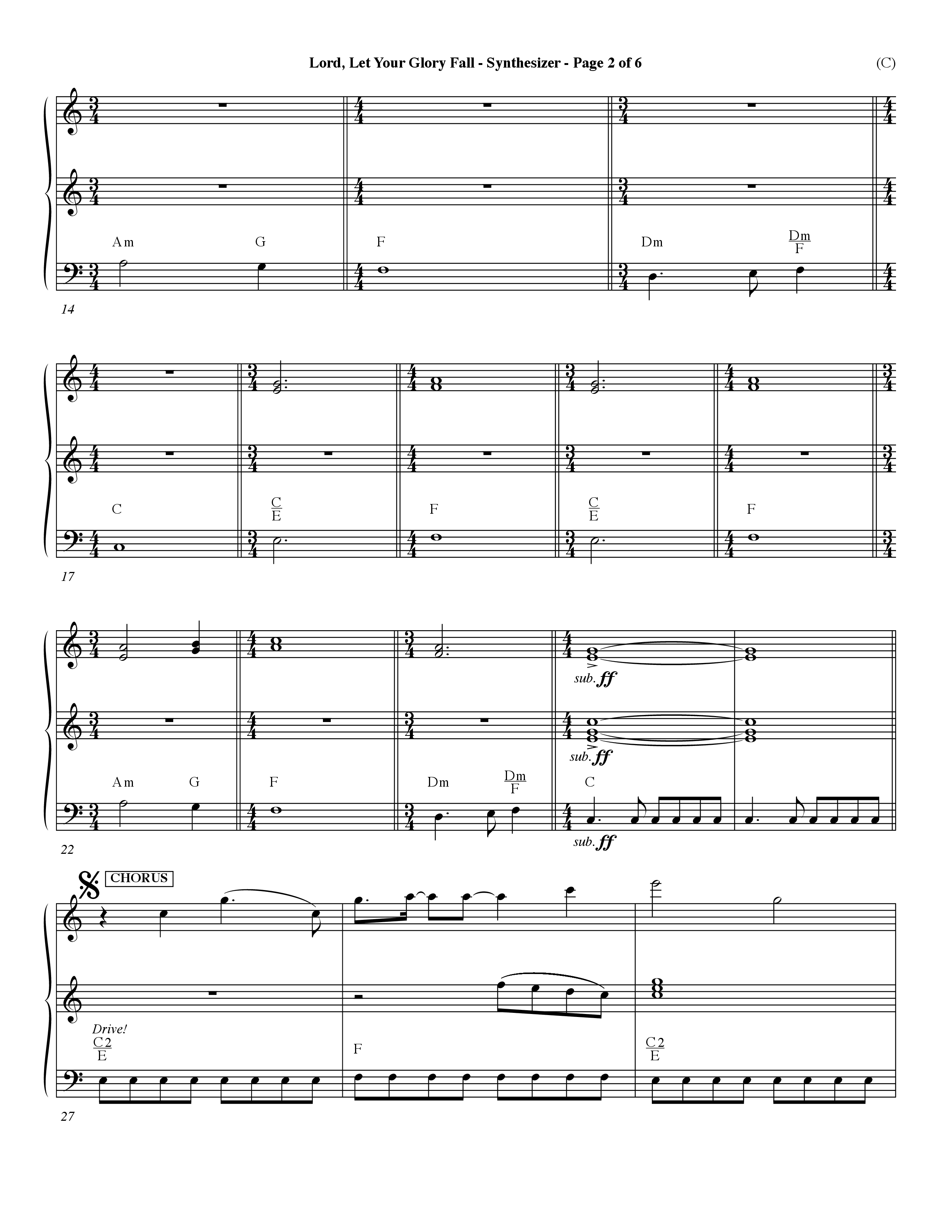 Lord Let Your Glory Fall (Choral Anthem SATB) Synth (Word Music Choral / Orch. Dave Williamson)