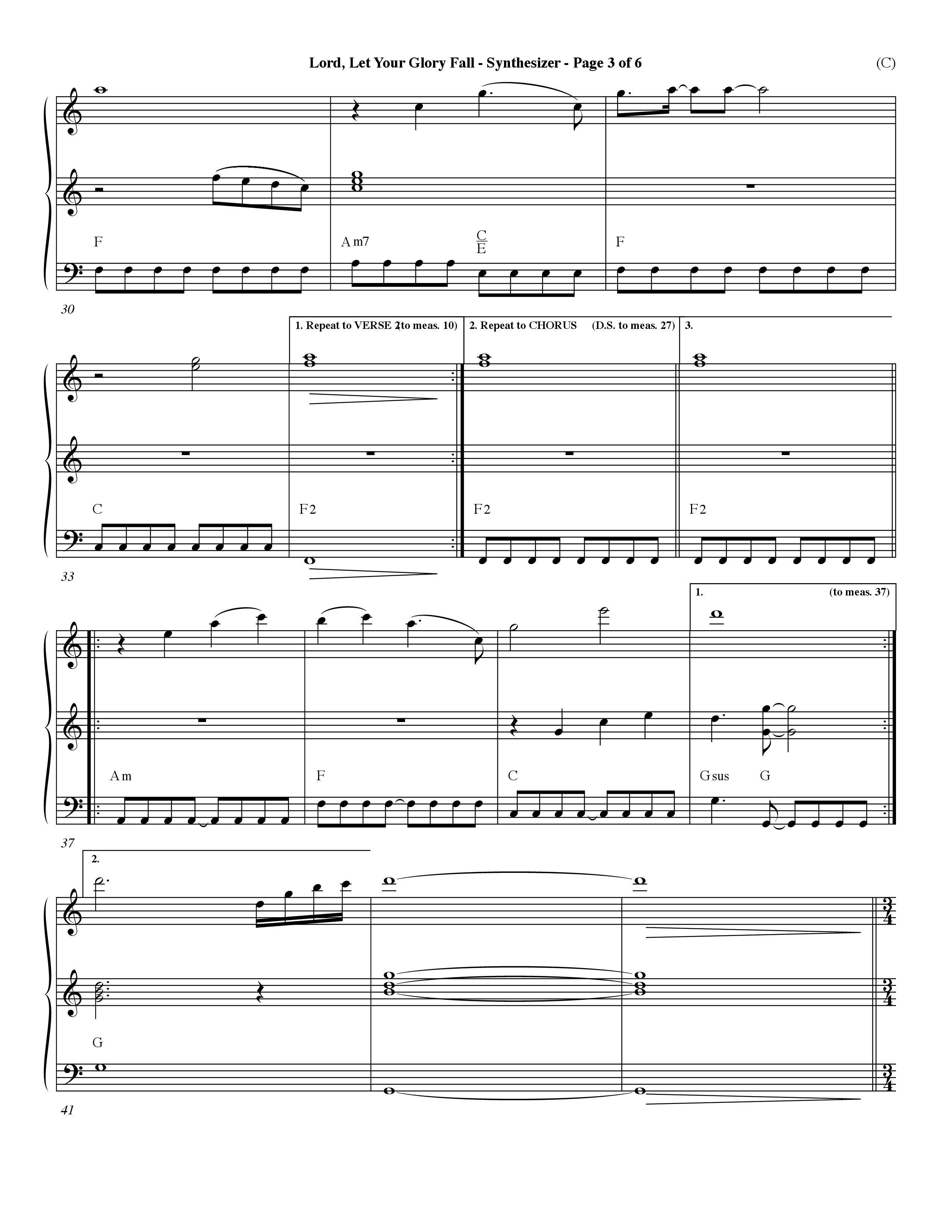 Lord Let Your Glory Fall (Choral Anthem SATB) Synth (Word Music Choral / Orch. Dave Williamson)