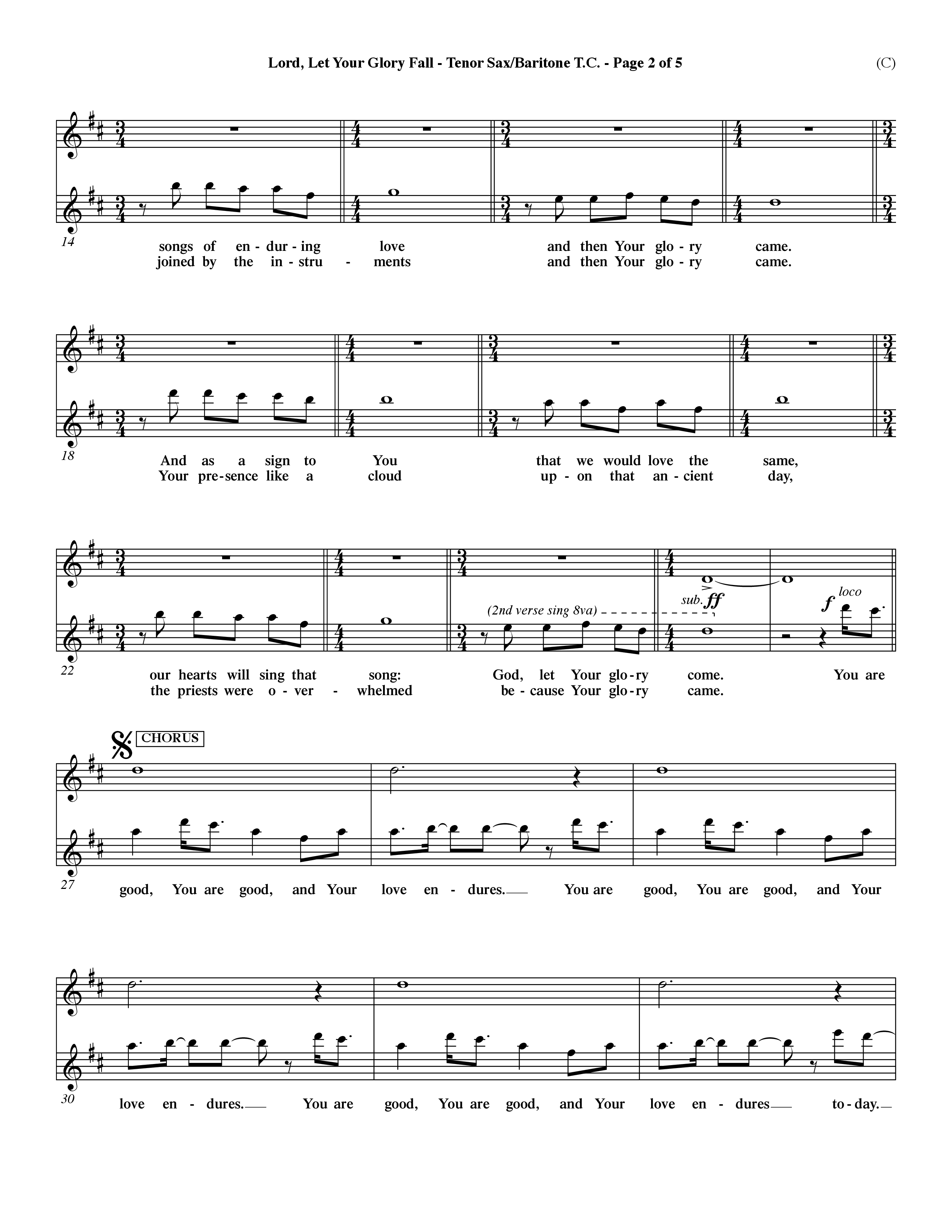 Lord Let Your Glory Fall (Choral Anthem SATB) Tenor Sax/Baritone T.C. (Word Music Choral / Orch. Dave Williamson)