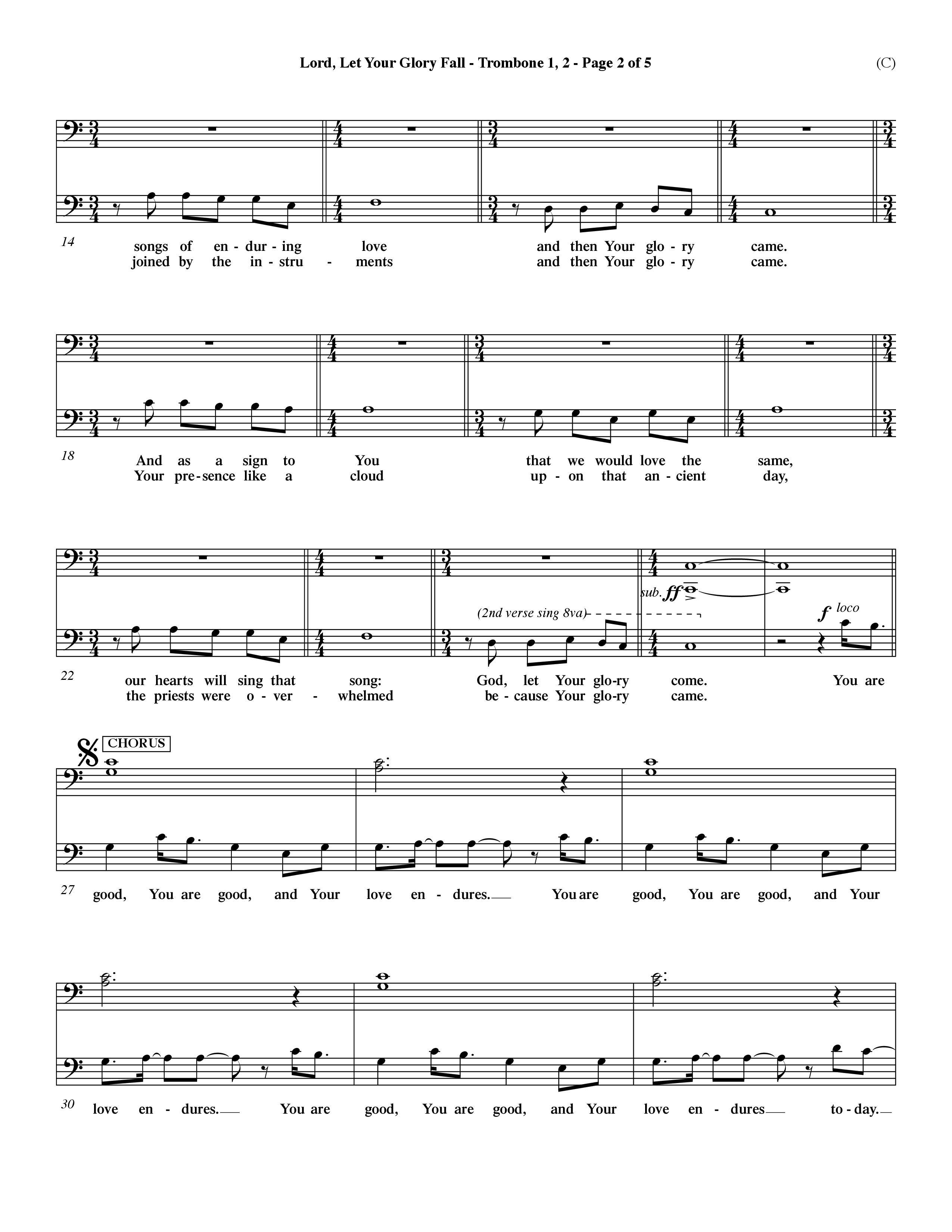 Lord Let Your Glory Fall (Choral Anthem SATB) Trombone 1/2 (Word Music Choral / Orch. Dave Williamson)