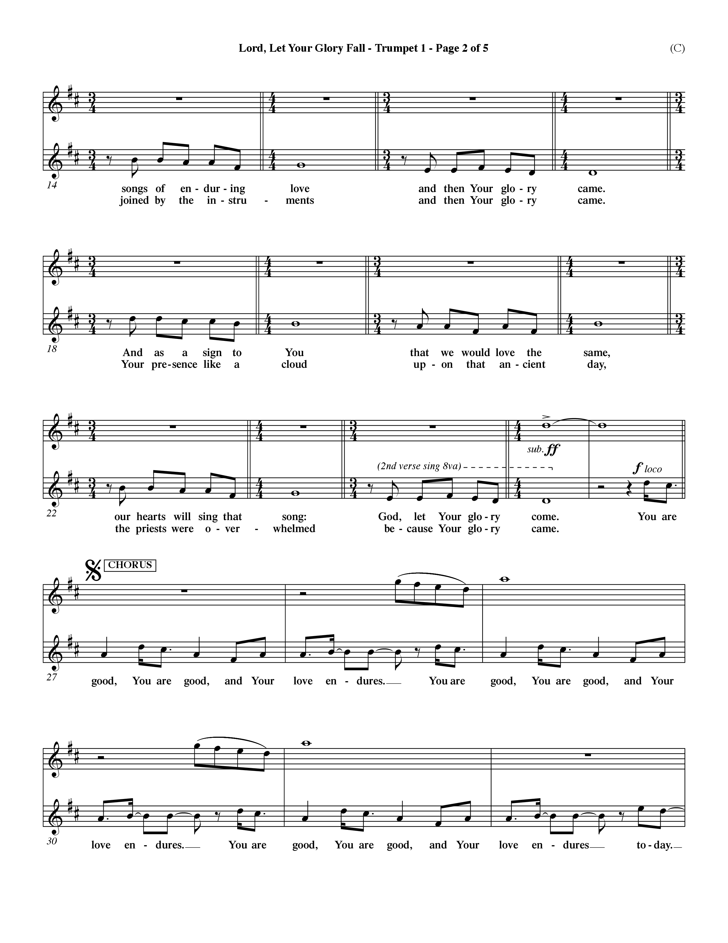 Lord Let Your Glory Fall (Choral Anthem SATB) Trumpet 1 (Word Music Choral / Orch. Dave Williamson)