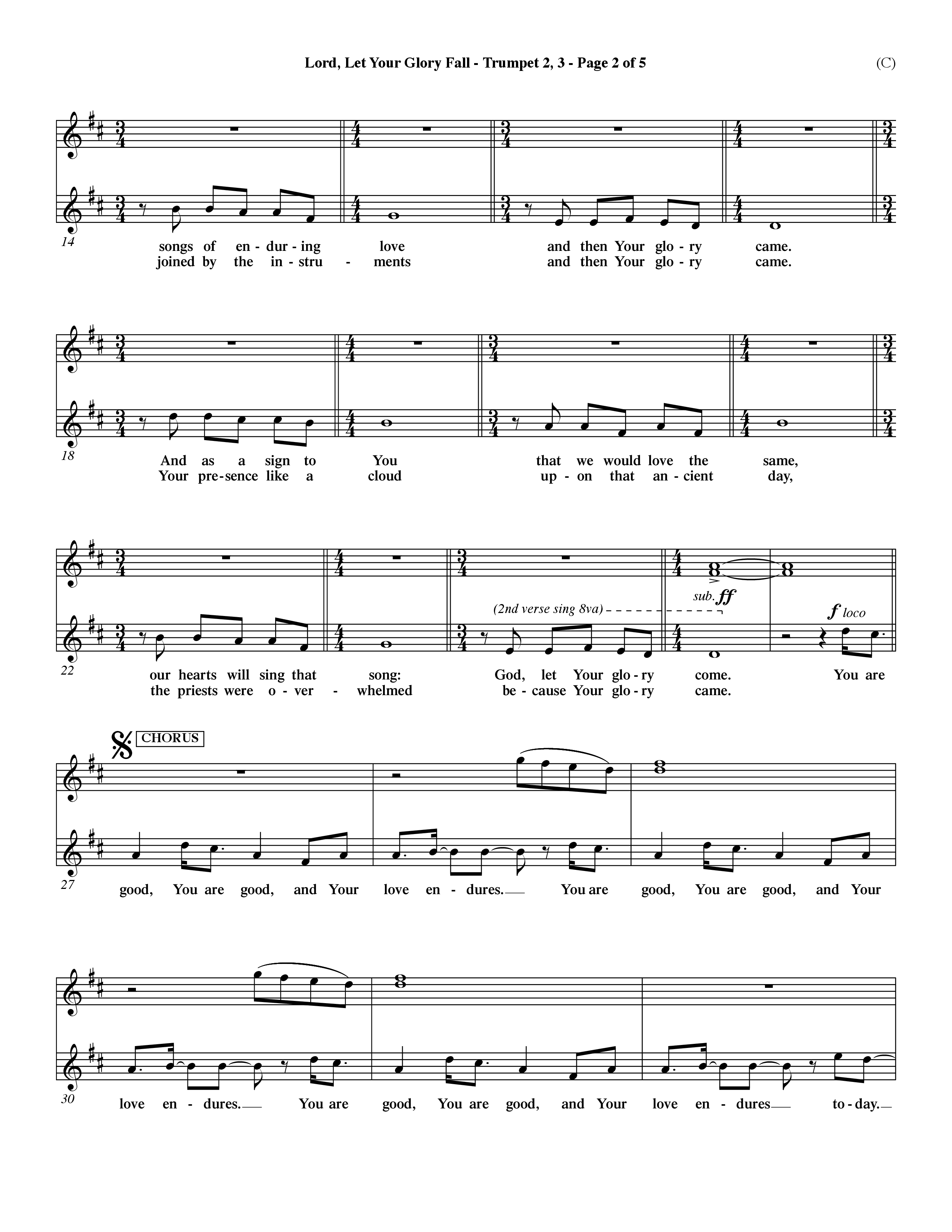 Lord Let Your Glory Fall (Choral Anthem SATB) Trumpet 2/3 (Word Music Choral / Orch. Dave Williamson)