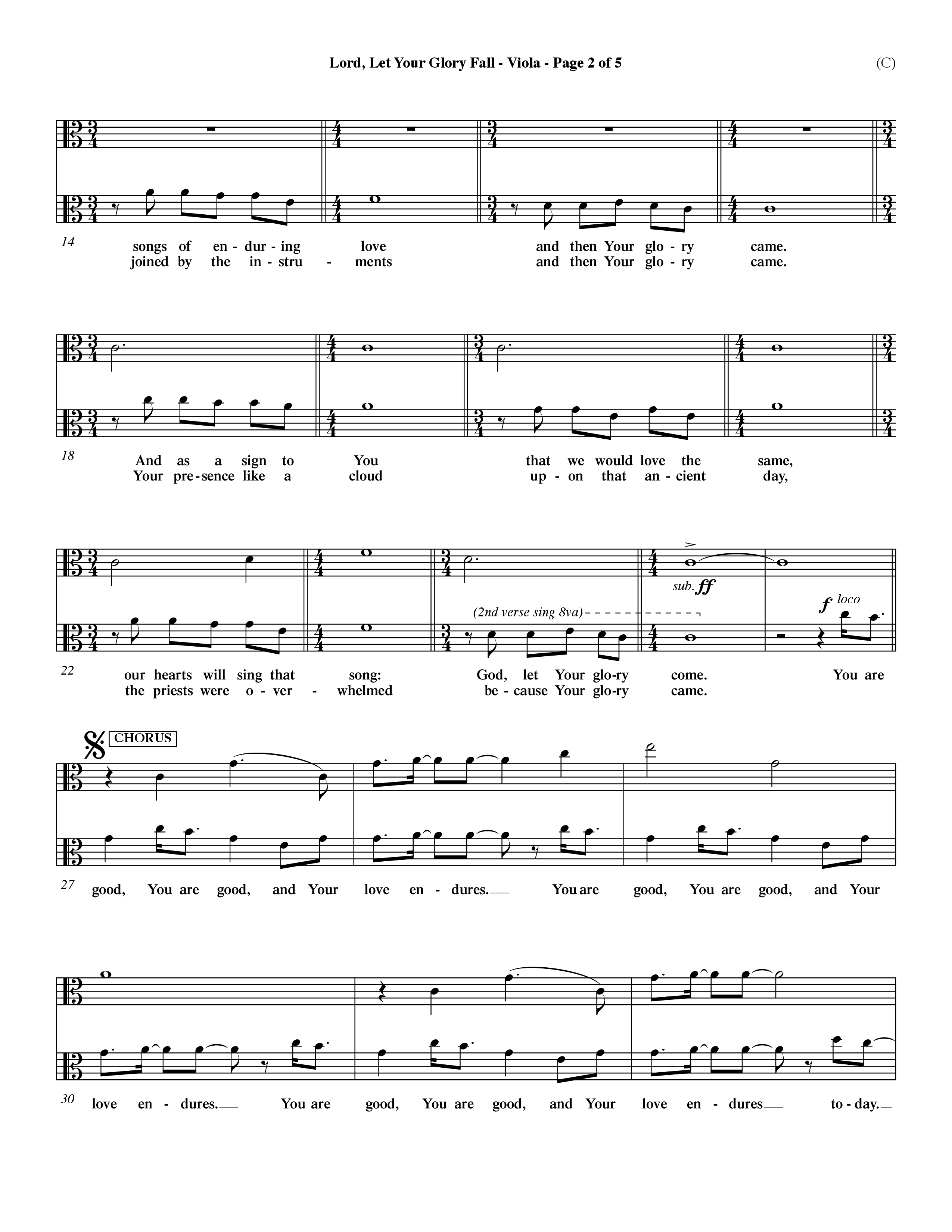 Lord Let Your Glory Fall (Choral Anthem SATB) Viola (Word Music Choral / Orch. Dave Williamson)