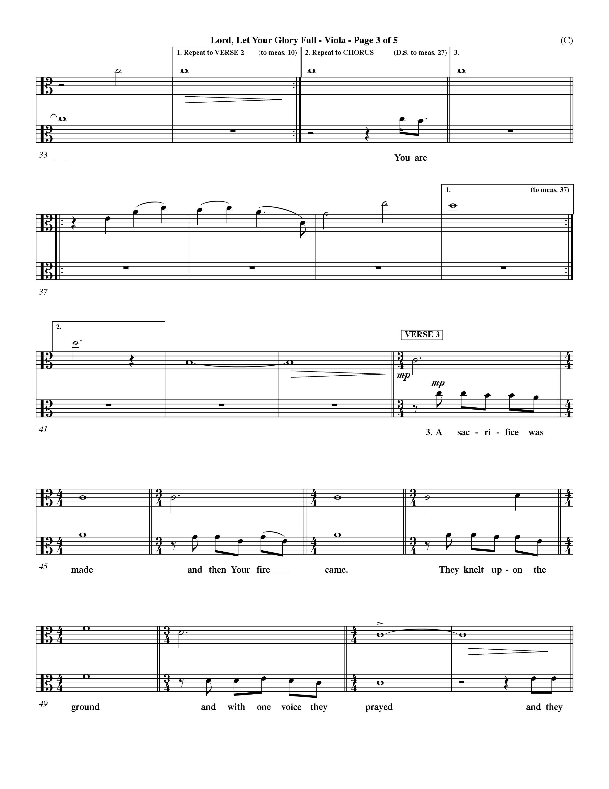 Lord Let Your Glory Fall (Choral Anthem SATB) Viola (Word Music Choral / Orch. Dave Williamson)