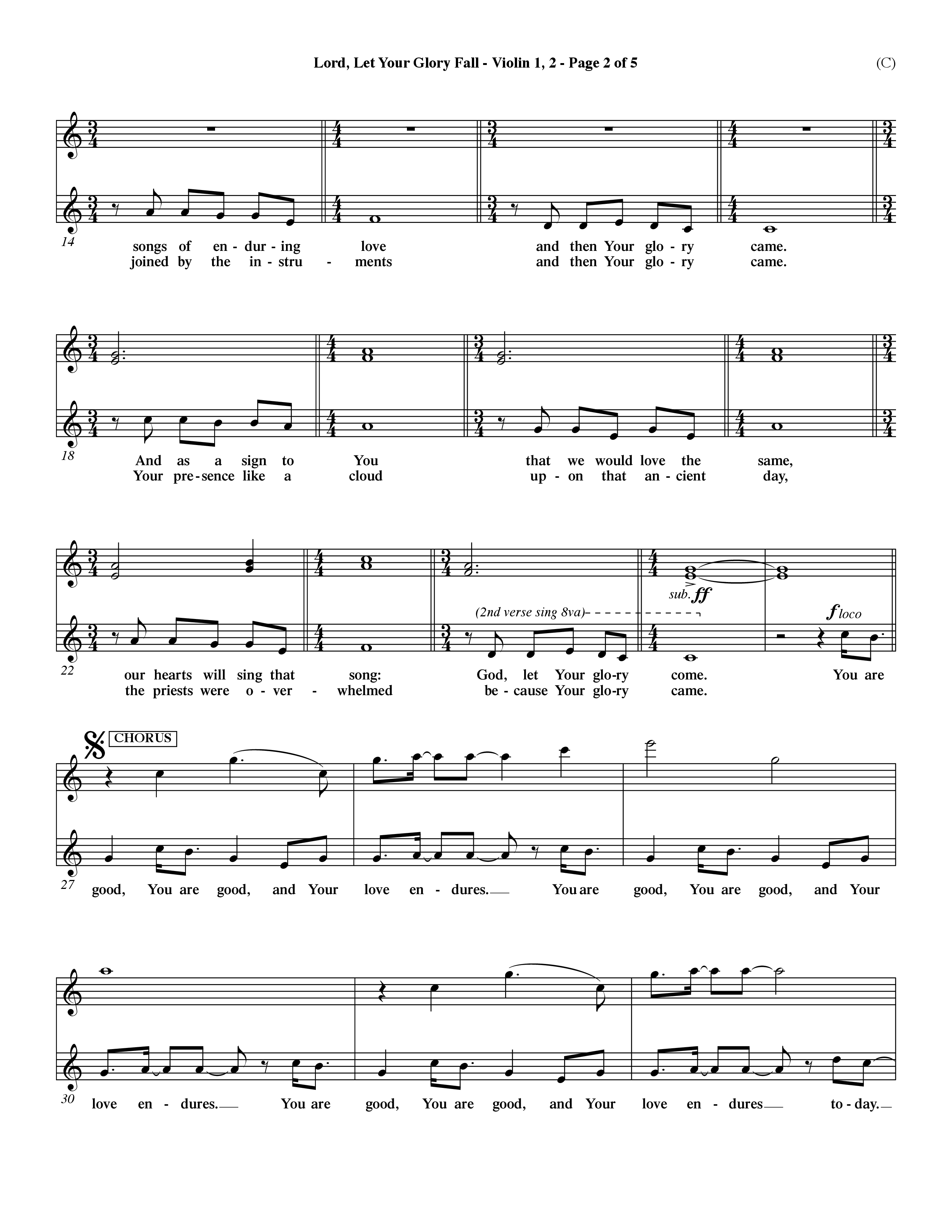 Lord Let Your Glory Fall (Choral Anthem SATB) Violin 1/2 (Word Music Choral / Orch. Dave Williamson)