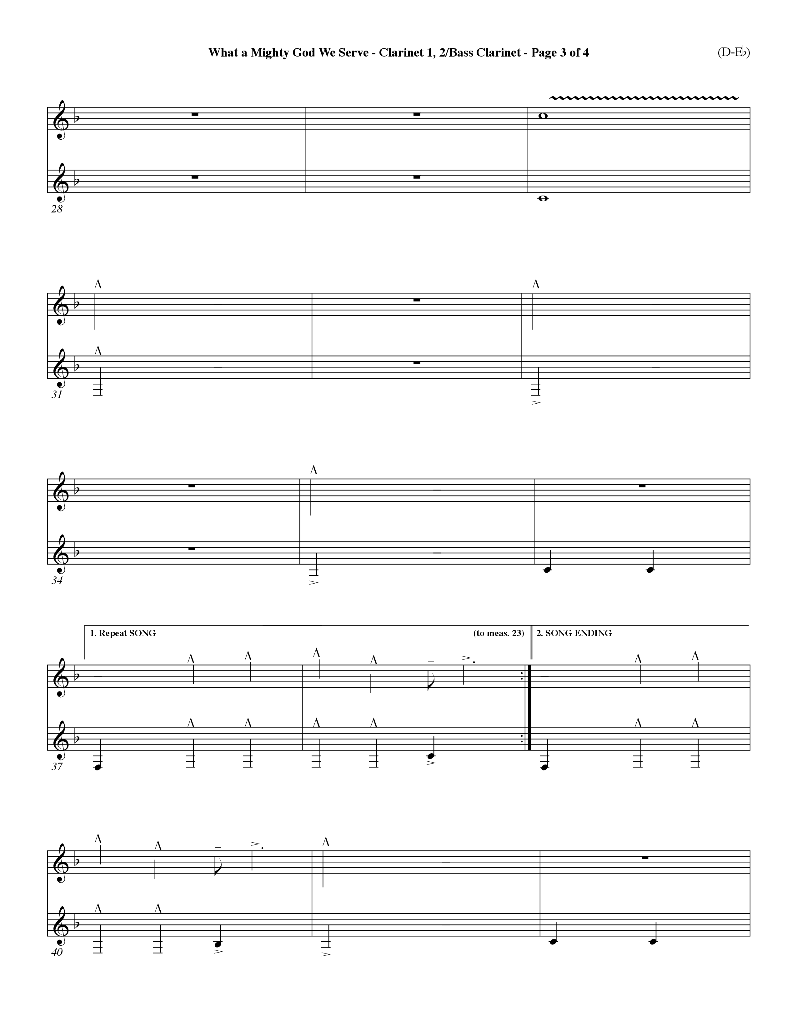 What a Mighty God We Serve (Choral Anthem SATB) Clarinet 1/2, Bass Clarinet (Word Music Choral / Arr. Ken Barker / Orch. Keith Christopher / Orch. Andrew High)