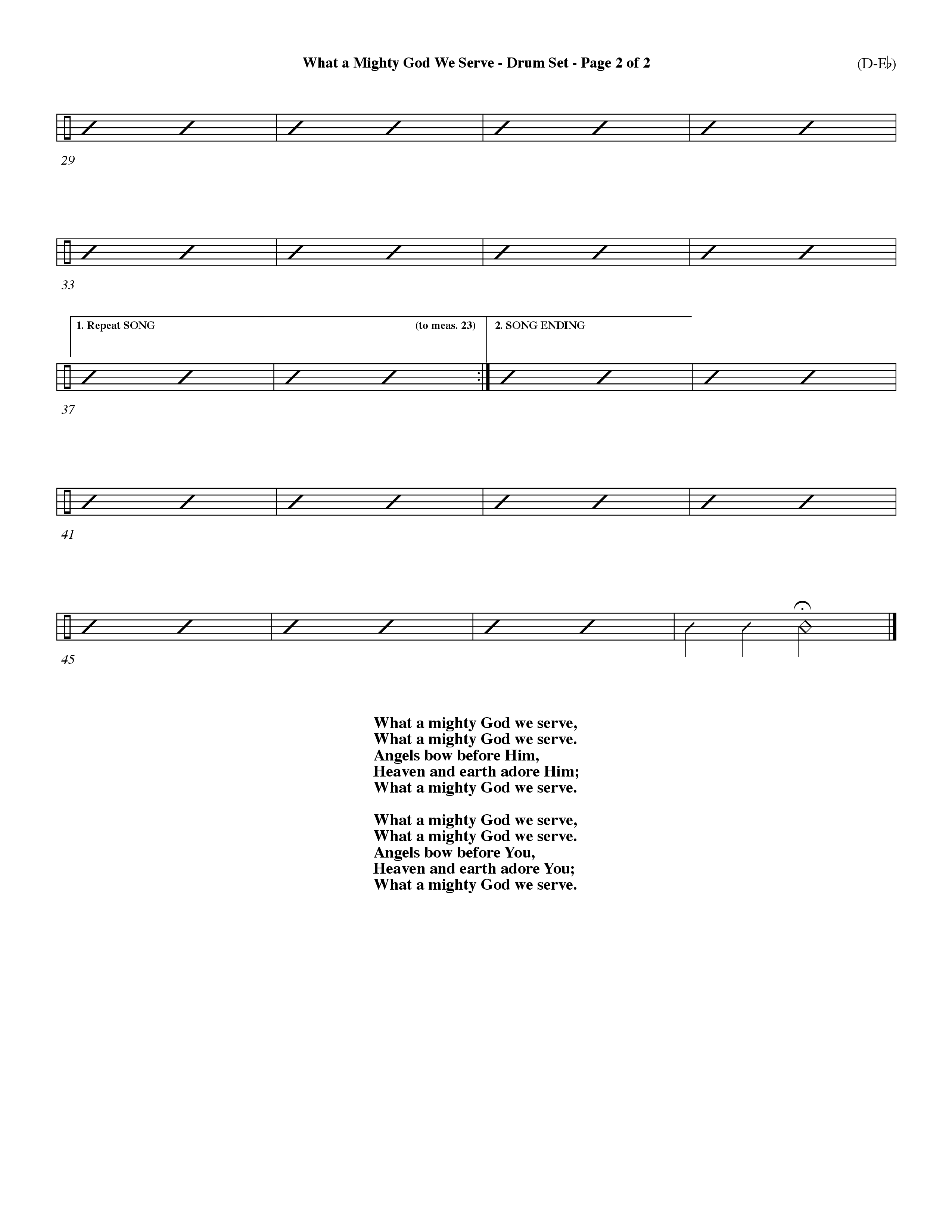 What a Mighty God We Serve (Choral Anthem SATB) Drum Set (Word Music Choral / Arr. Ken Barker / Orch. Keith Christopher / Orch. Andrew High)