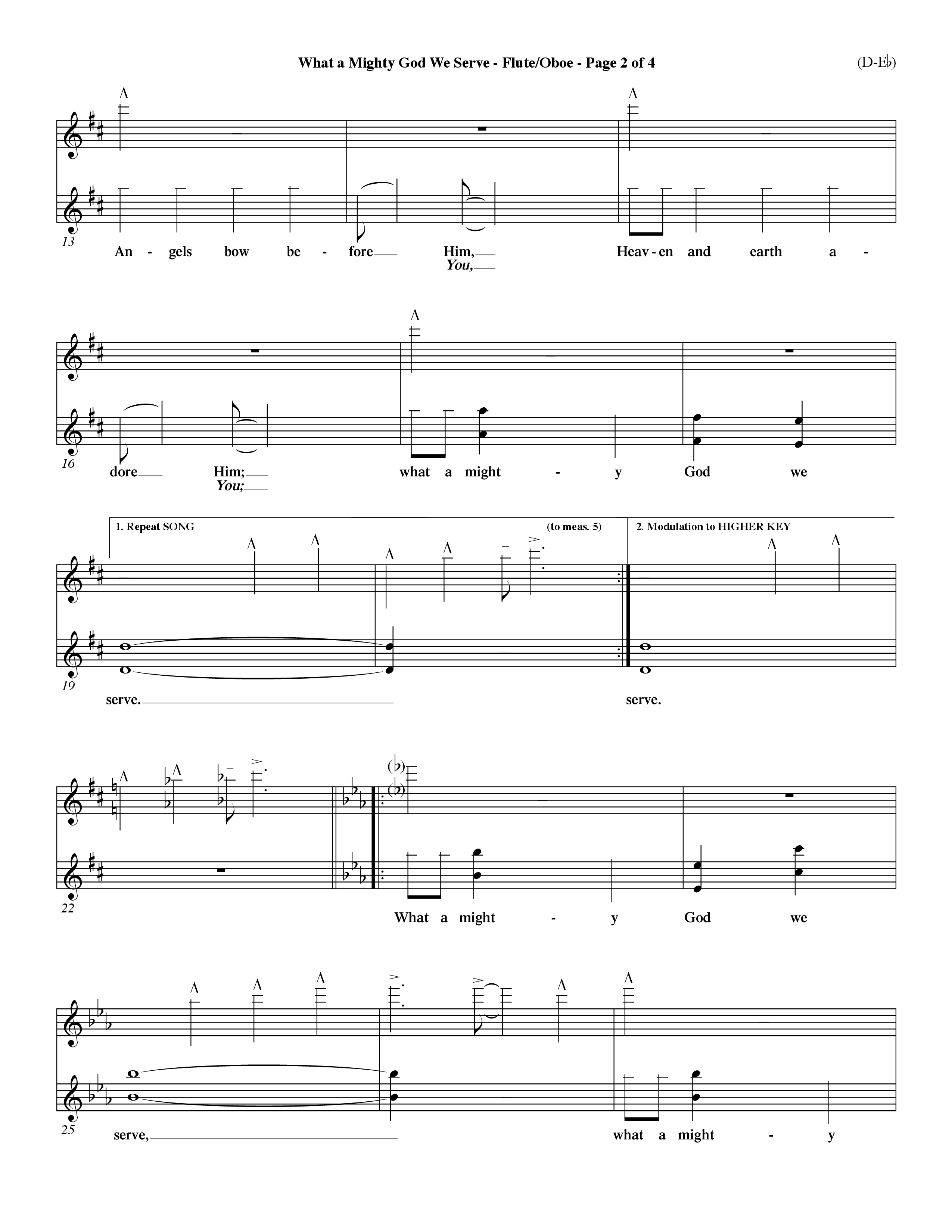 What a Mighty God We Serve (Choral Anthem SATB) Flute/Oboe (Word Music Choral / Arr. Ken Barker / Orch. Keith Christopher / Orch. Andrew High)