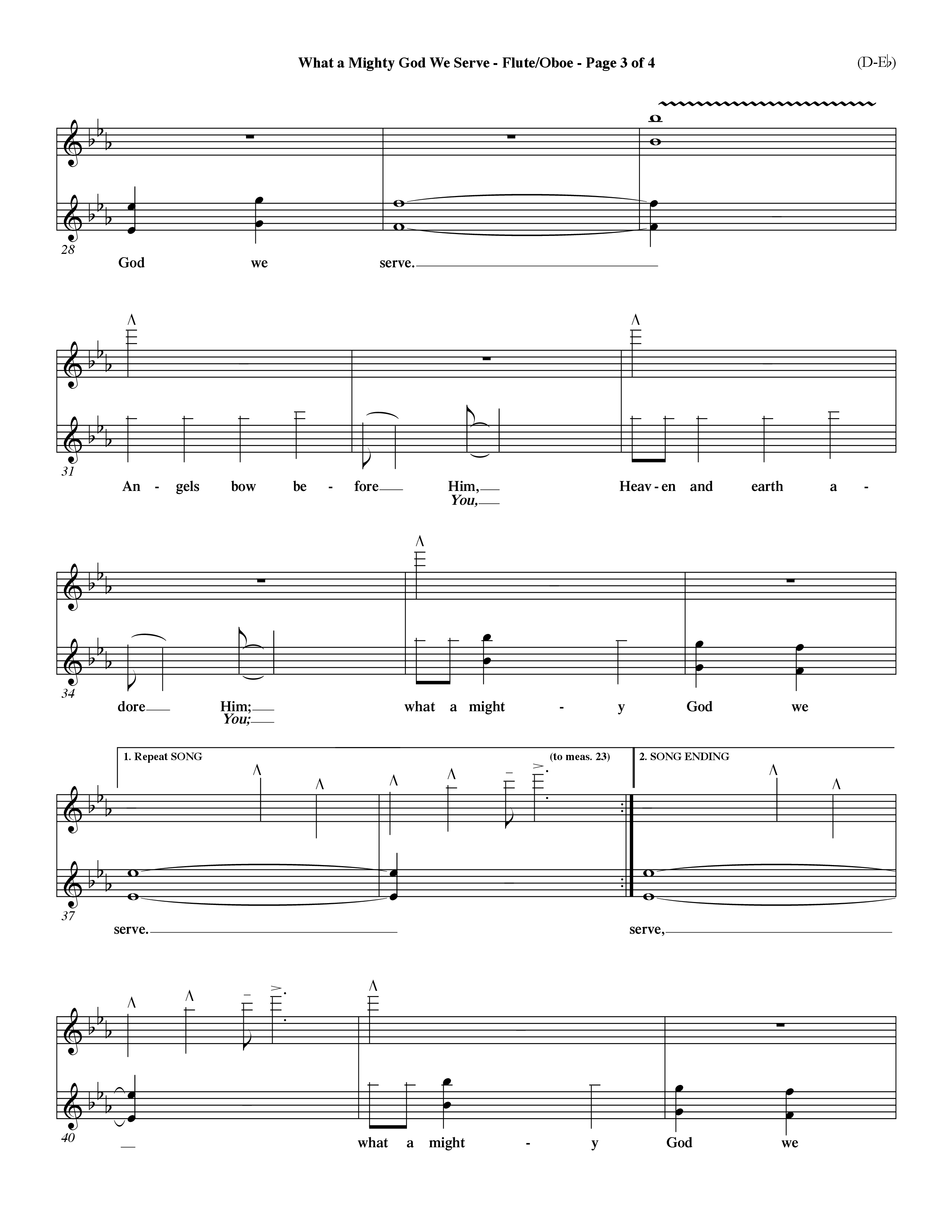 What a Mighty God We Serve (Choral Anthem SATB) Flute/Oboe (Word Music Choral / Arr. Ken Barker / Orch. Keith Christopher / Orch. Andrew High)