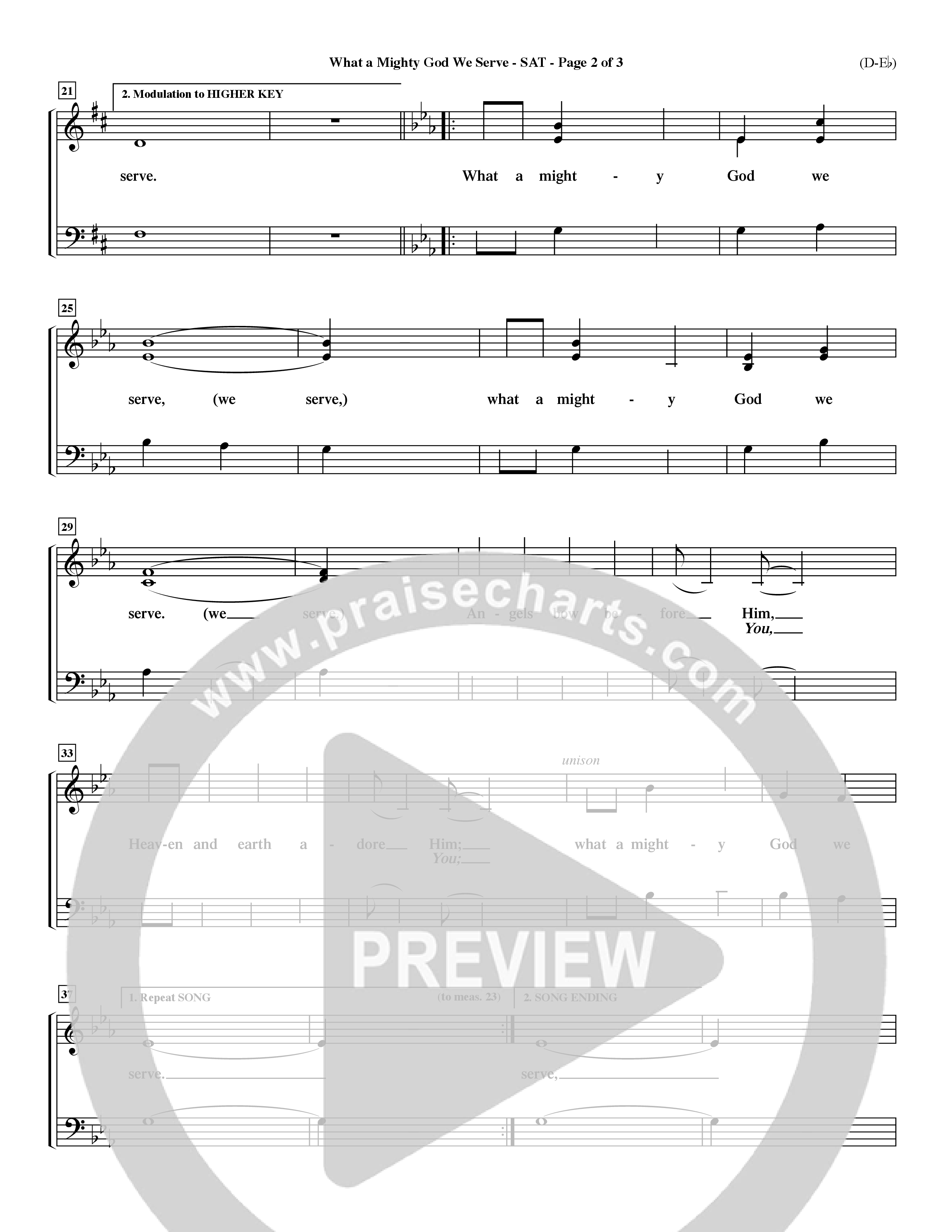 What a Mighty God We Serve (Choral Anthem SATB) Lead Sheet (SAT) (Word Music Choral / Arr. Ken Barker / Orch. Keith Christopher / Orch. Andrew High)