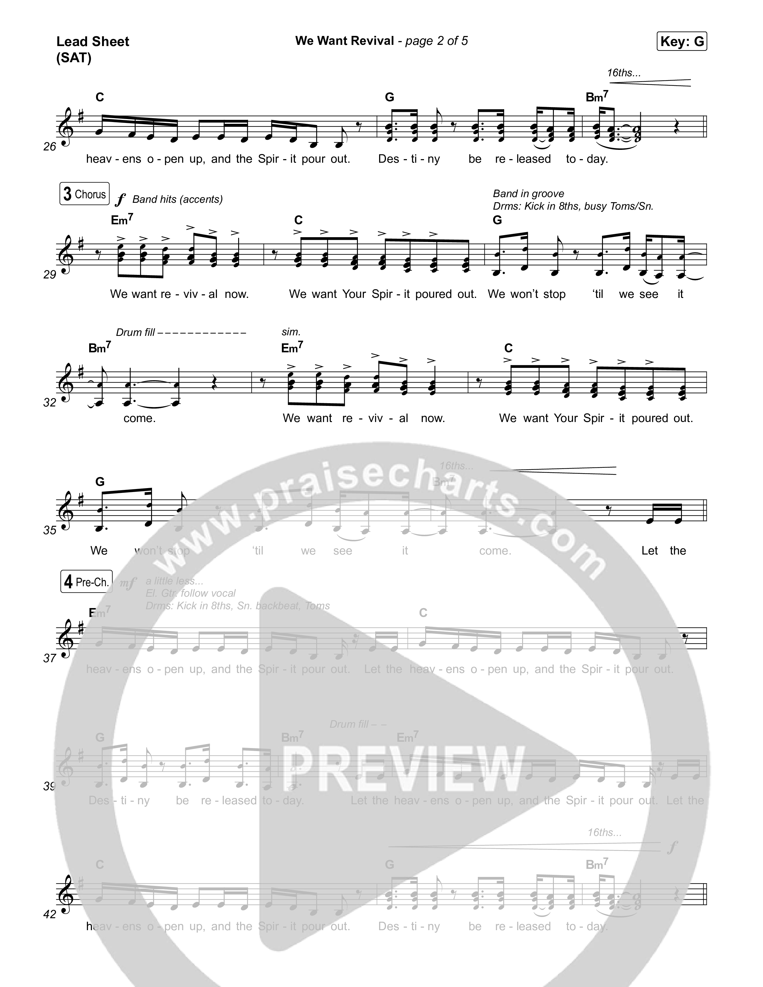 We Want Revival Lead Sheet (SAT) (Red Worship / Lizzie Morgan / Jonathan Stamper)