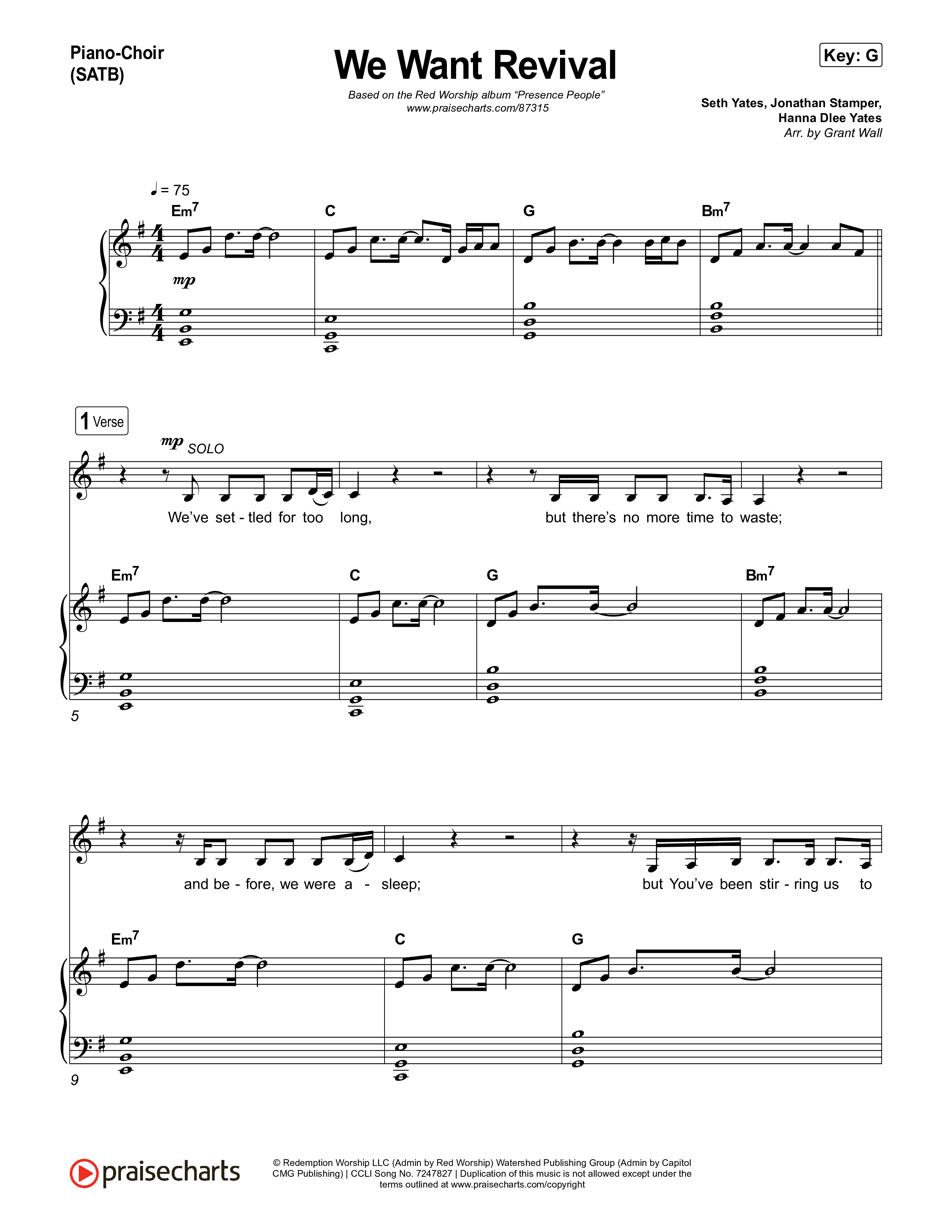 We Want Revival Piano/Vocal Pack (Red Worship / Lizzie Morgan / Jonathan Stamper)