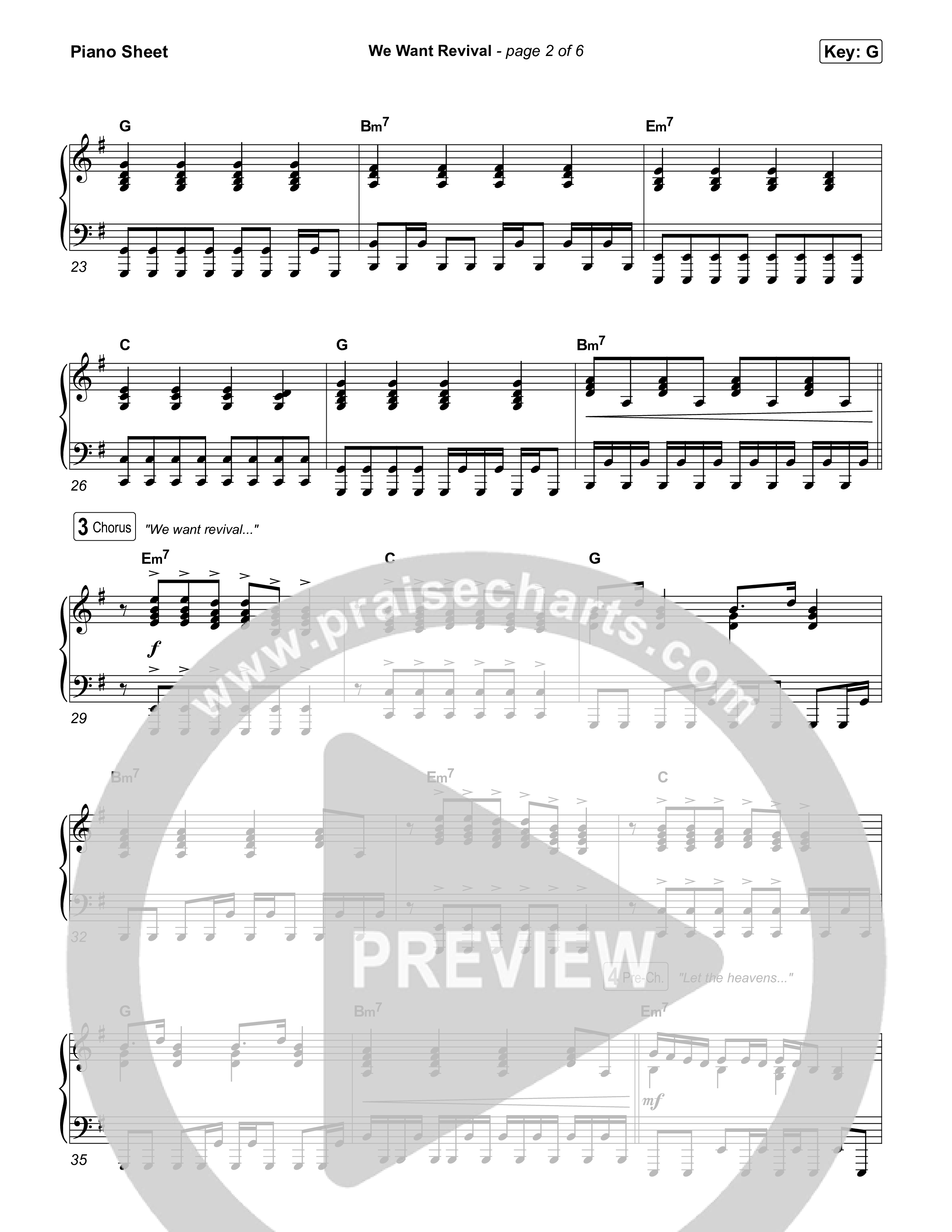 We Want Revival Piano Sheet (Red Worship / Lizzie Morgan / Jonathan Stamper)