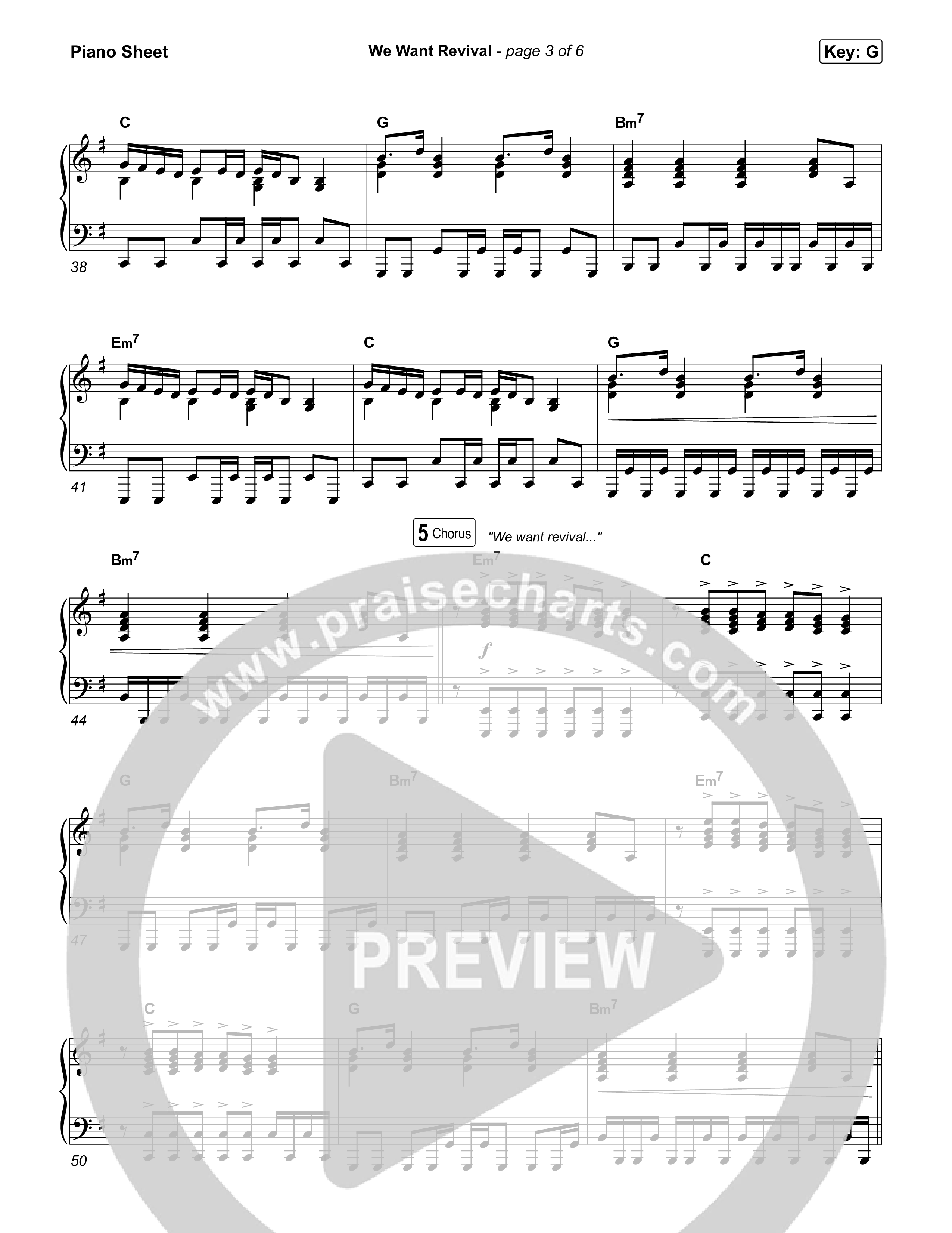 We Want Revival Piano Sheet (Red Worship / Lizzie Morgan / Jonathan Stamper)