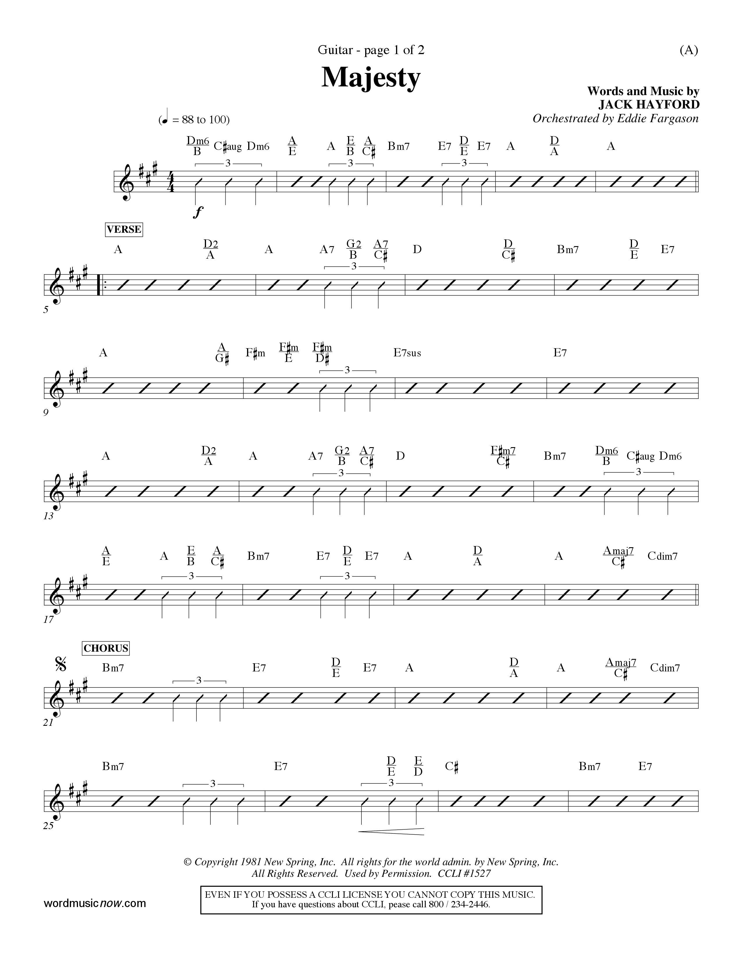 Majesty (Choral Anthem SATB) Acoustic Guitar (Word Music Choral / Orch. Eddie Fargason)