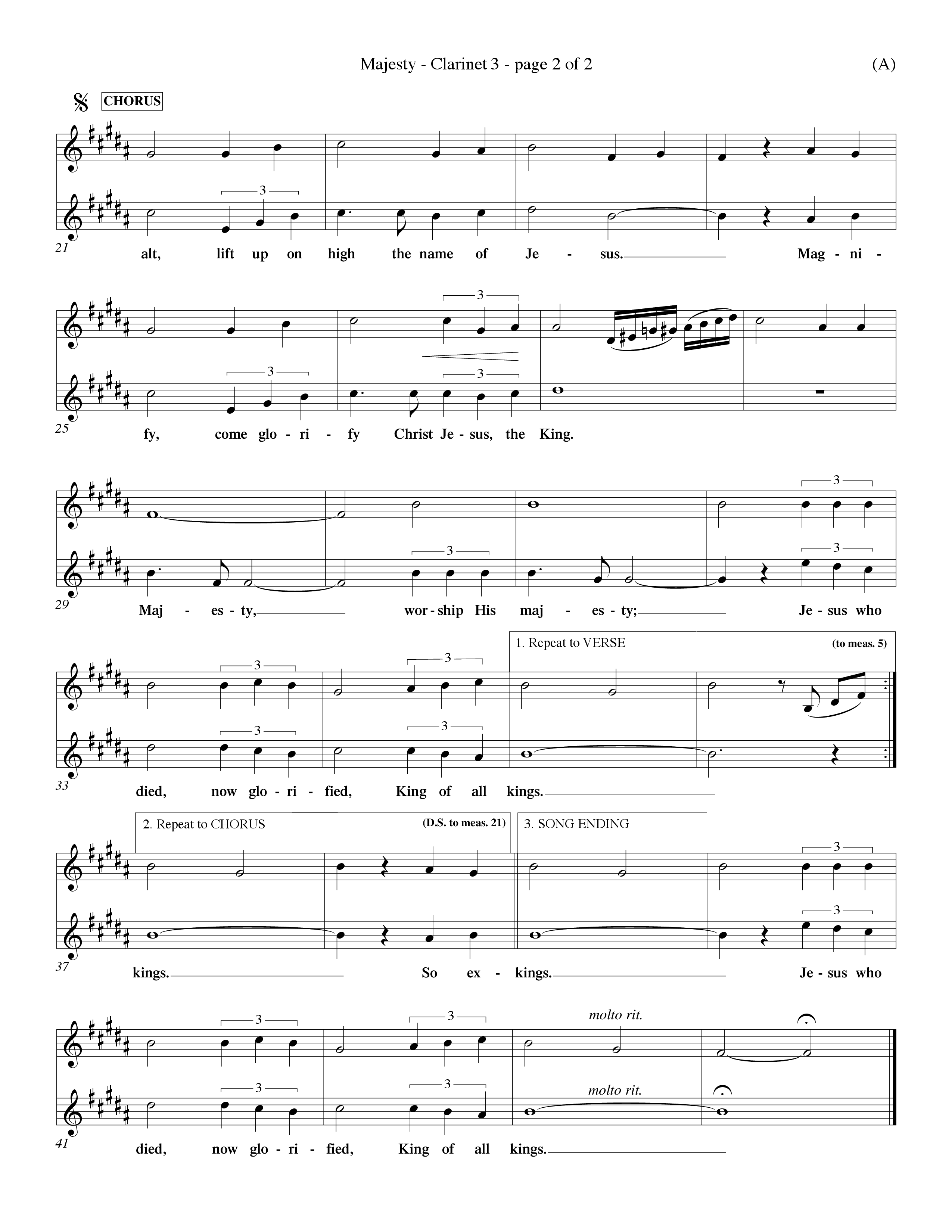 Majesty (Choral Anthem SATB) Clarinet 3 (Word Music Choral / Orch. Eddie Fargason)