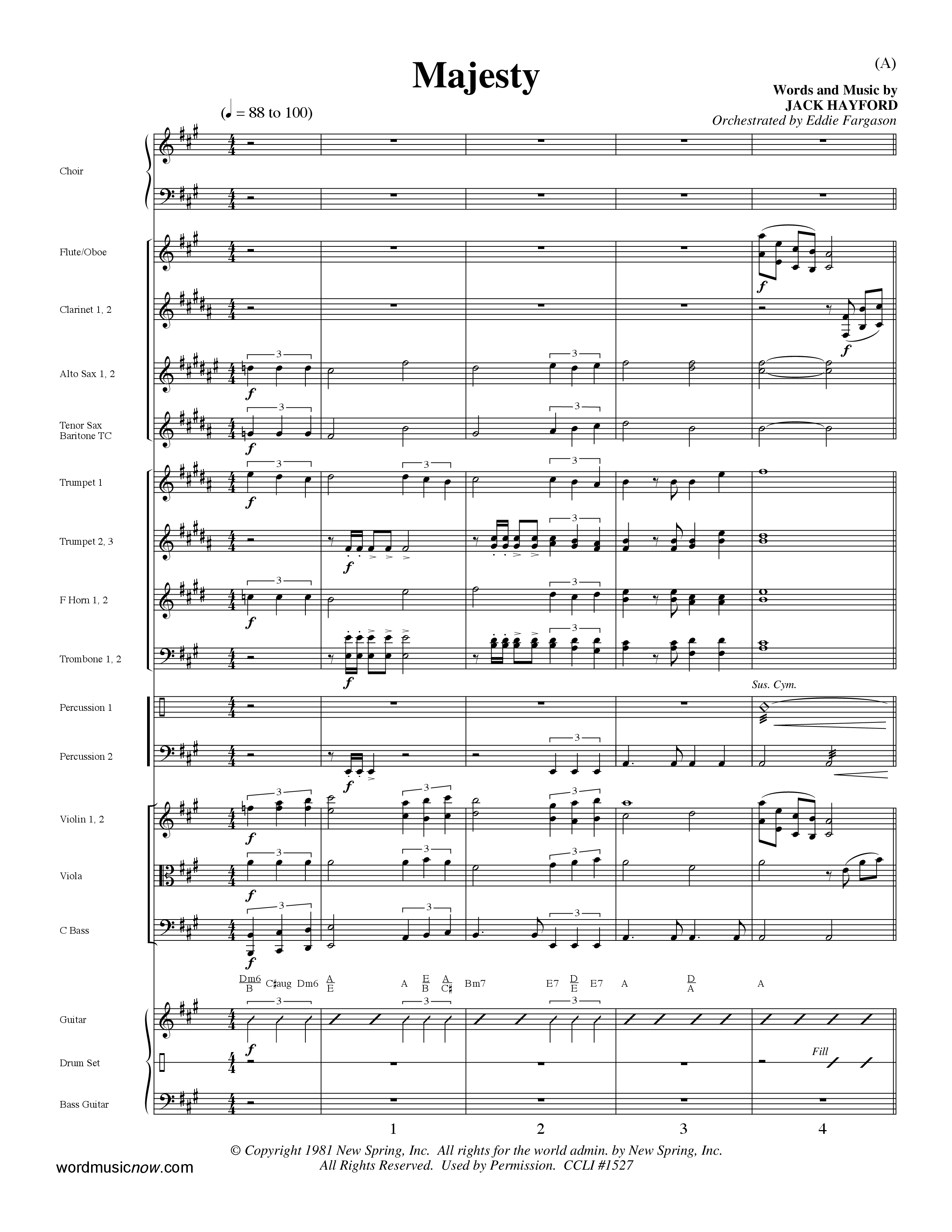 Majesty (Choral Anthem SATB) Orchestration (Word Music Choral / Orch. Eddie Fargason)