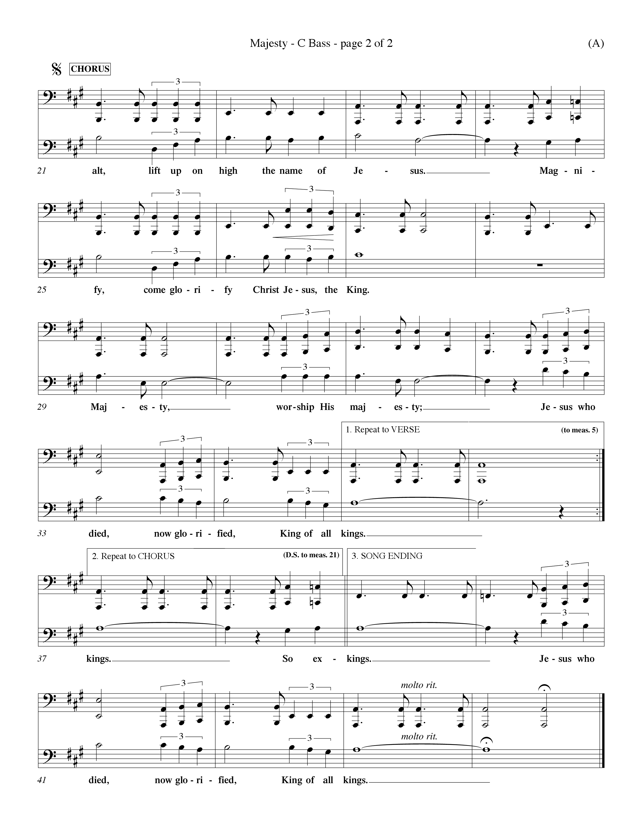 Majesty (Choral Anthem SATB) Contrabass (Word Music Choral / Orch. Eddie Fargason)