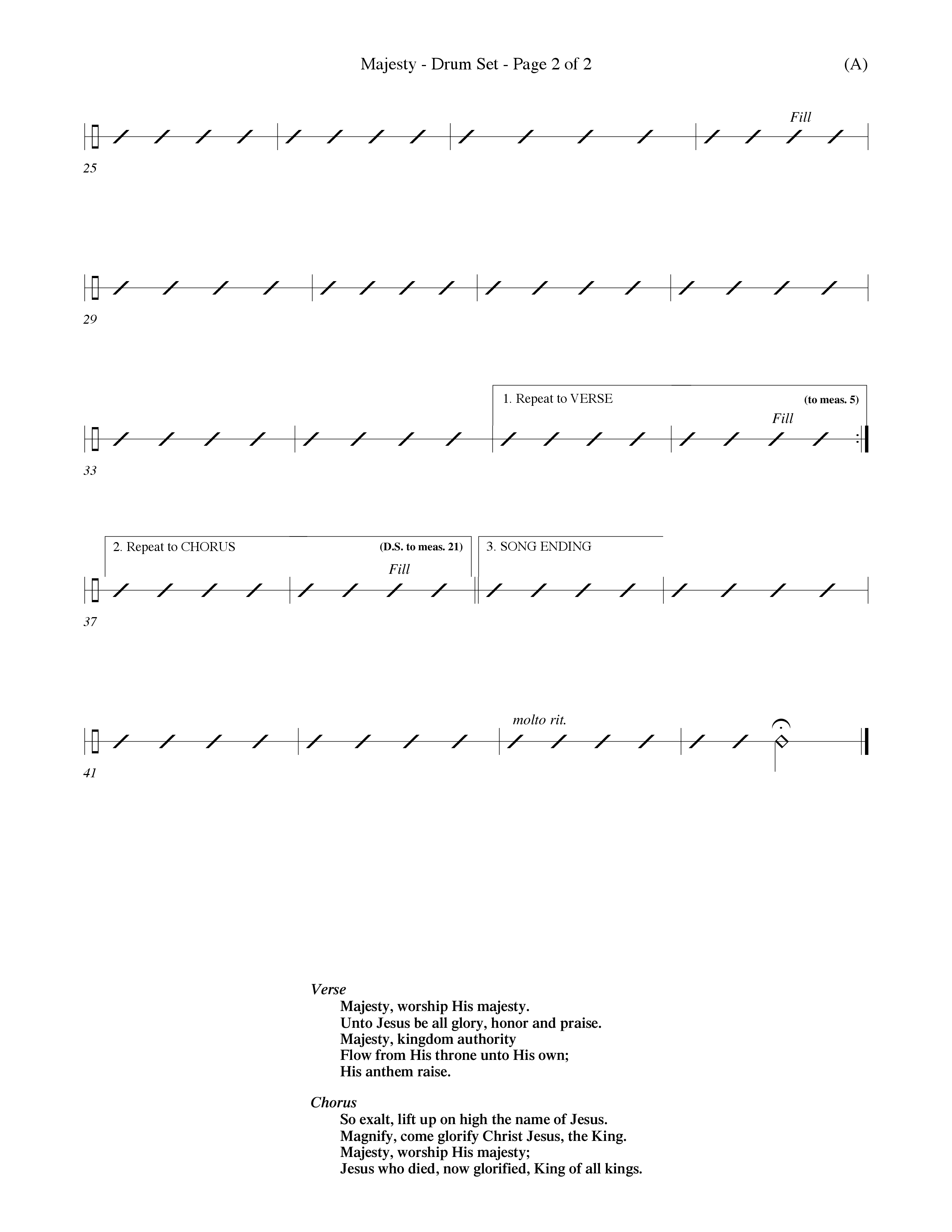Majesty (Choral Anthem SATB) Drum Set (Word Music Choral / Orch. Eddie Fargason)