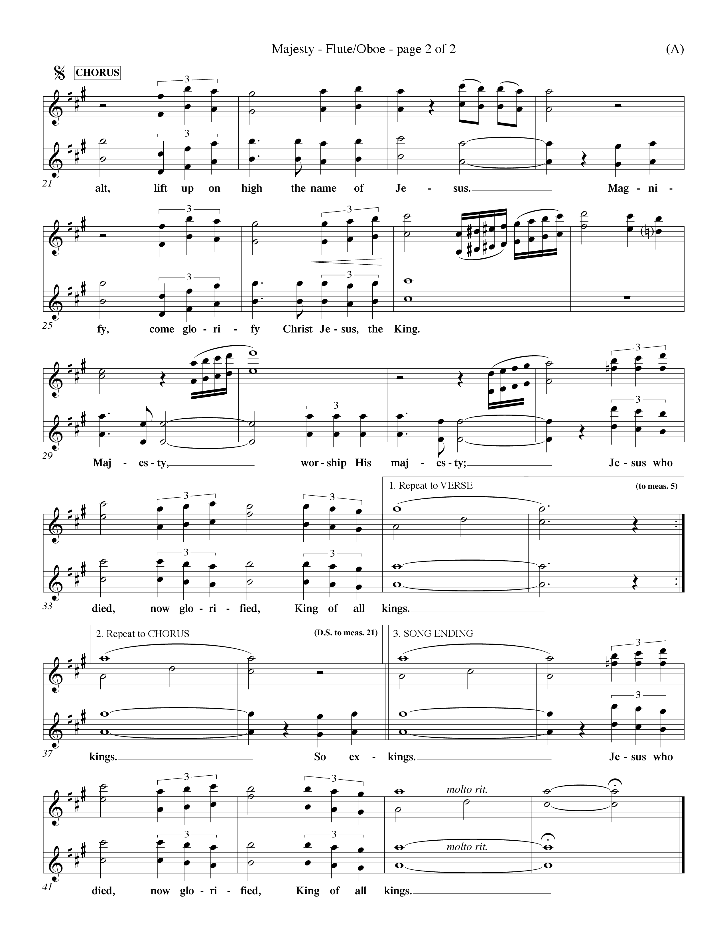 Majesty (Choral Anthem SATB) Flute/Oboe (Word Music Choral / Orch. Eddie Fargason)