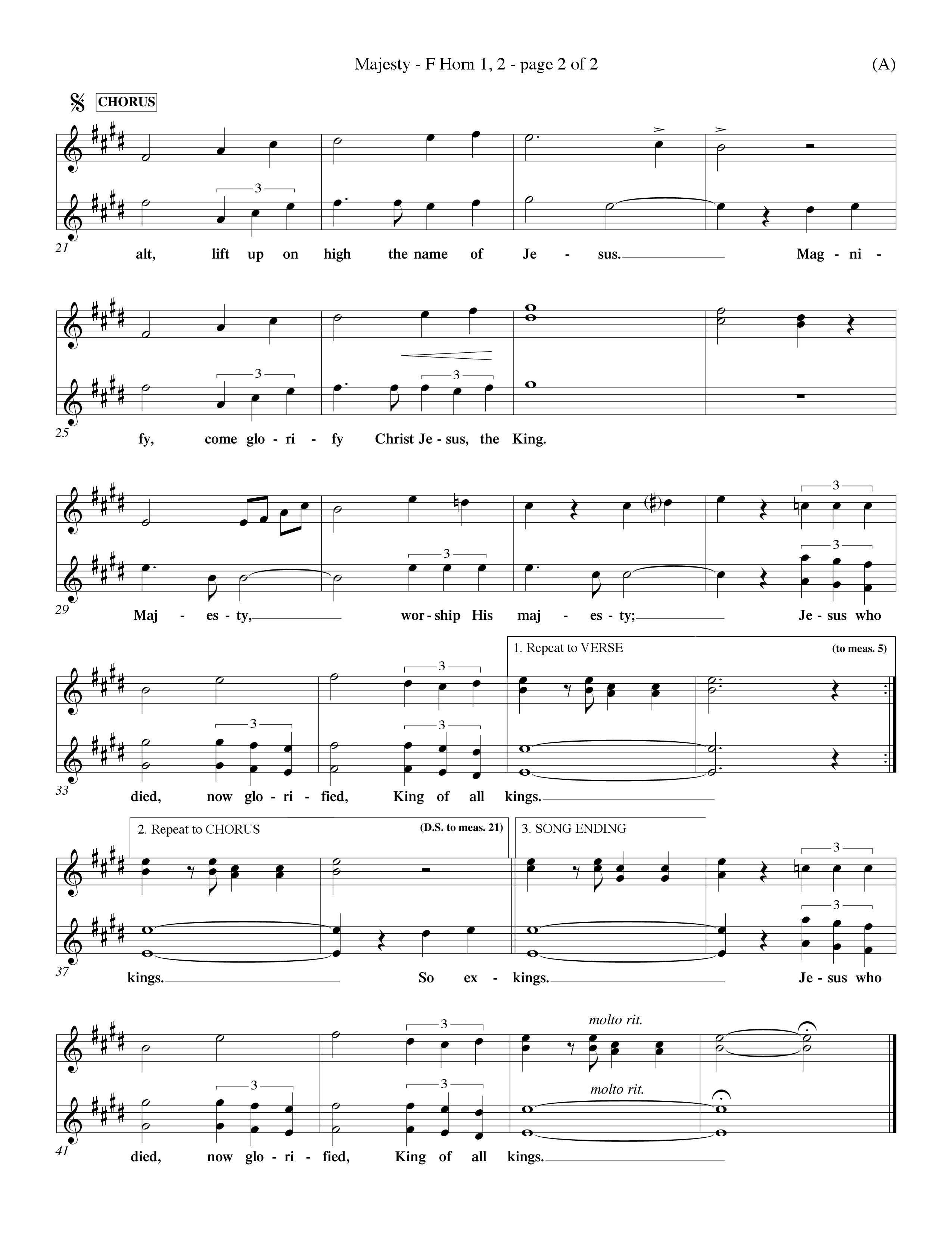 Majesty (Choral Anthem SATB) French Horn (Word Music Choral / Orch. Eddie Fargason)