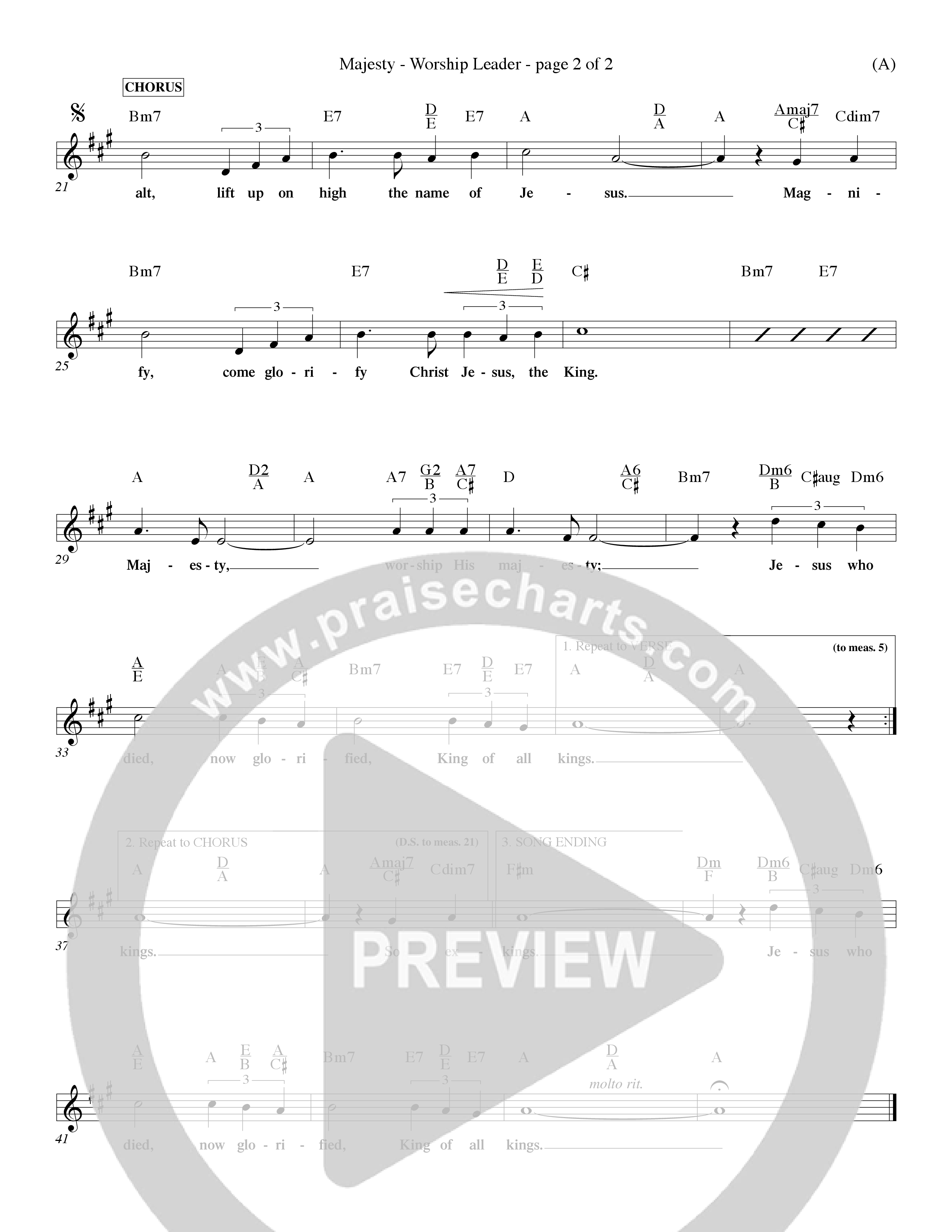 Majesty (Choral Anthem SATB) Lead Sheet (Mel) (Word Music Choral / Orch. Eddie Fargason)