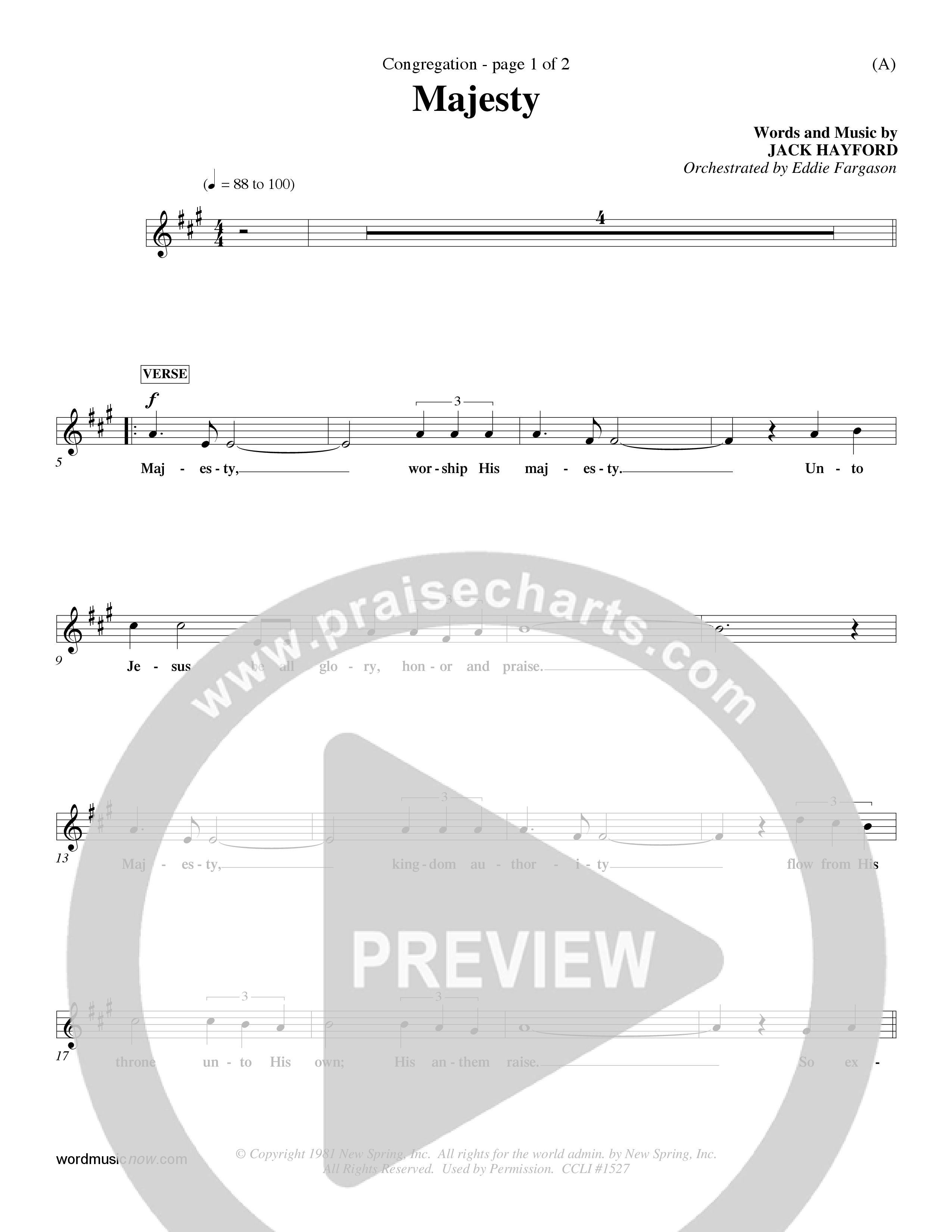 Majesty (Choral Anthem SATB) Lead Sheet (Mel) (Word Music Choral / Orch. Eddie Fargason)