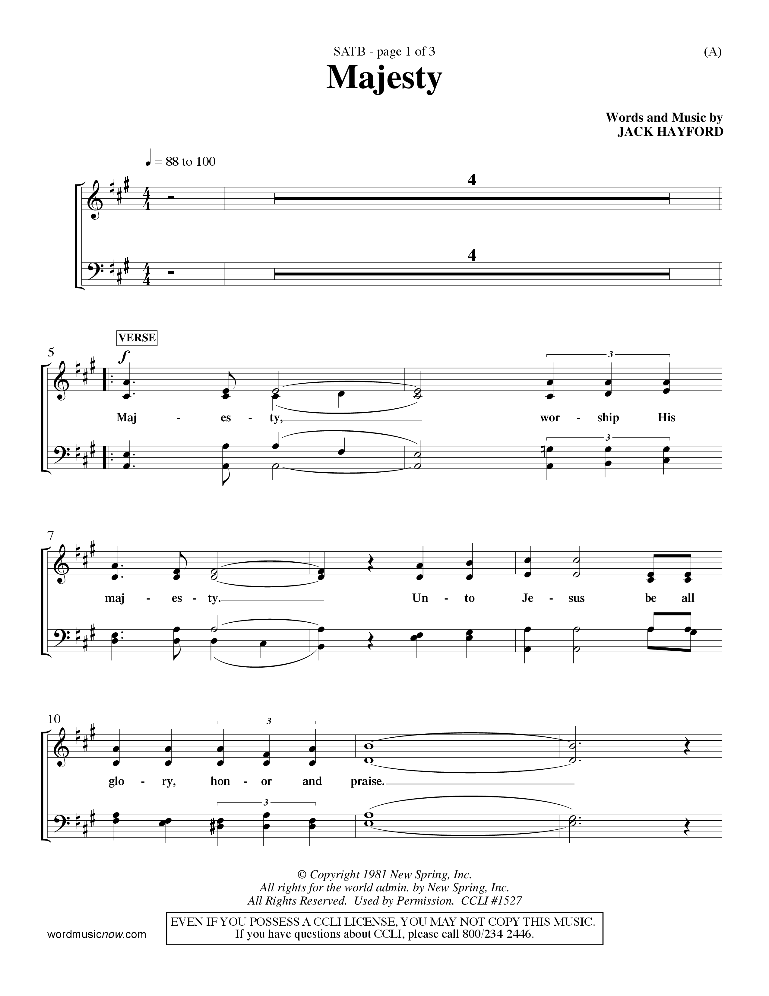 Majesty (Choral Anthem SATB) Keyboard/Vocal (SATB) (Word Music Choral / Orch. Eddie Fargason)