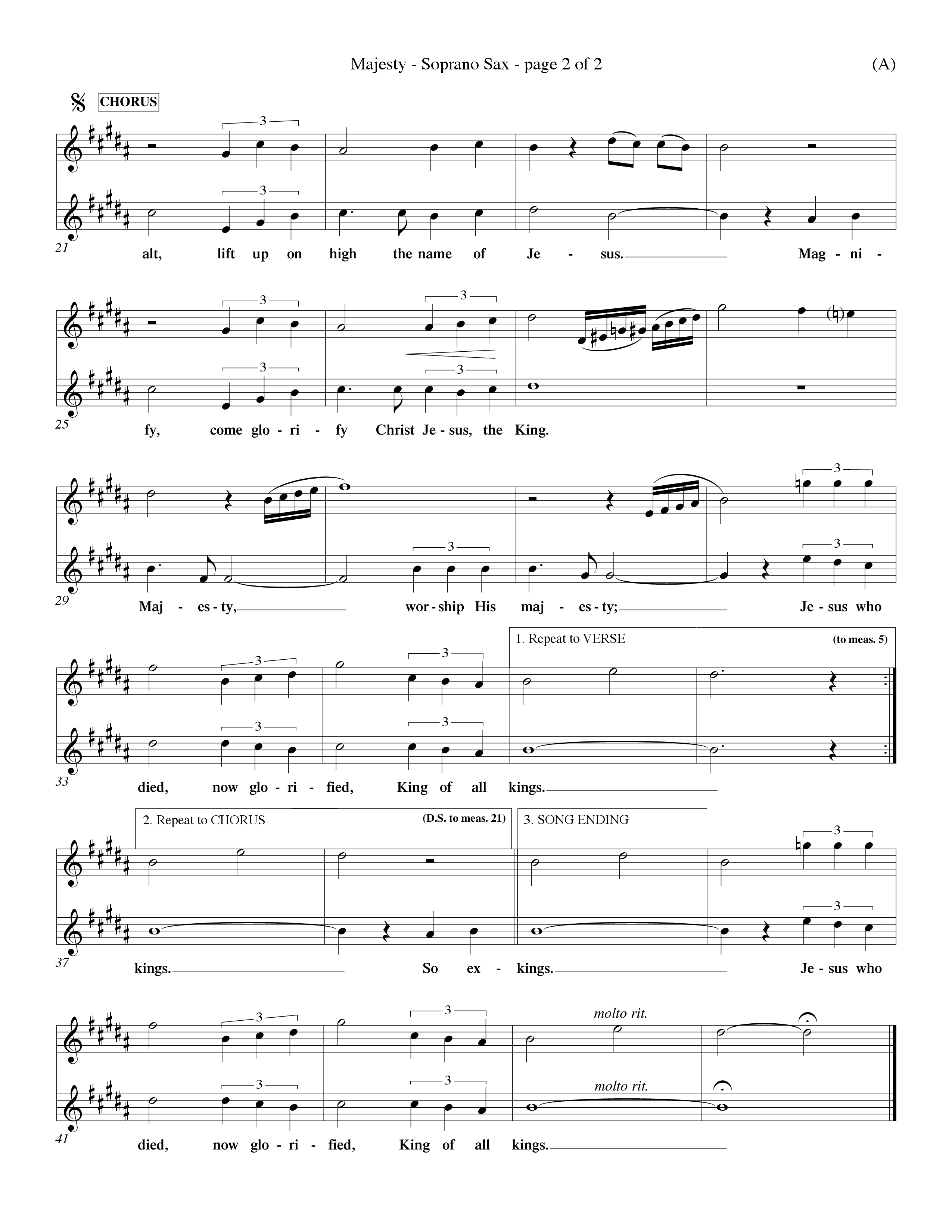 Majesty (Choral Anthem SATB) Saxophone (Word Music Choral / Orch. Eddie Fargason)