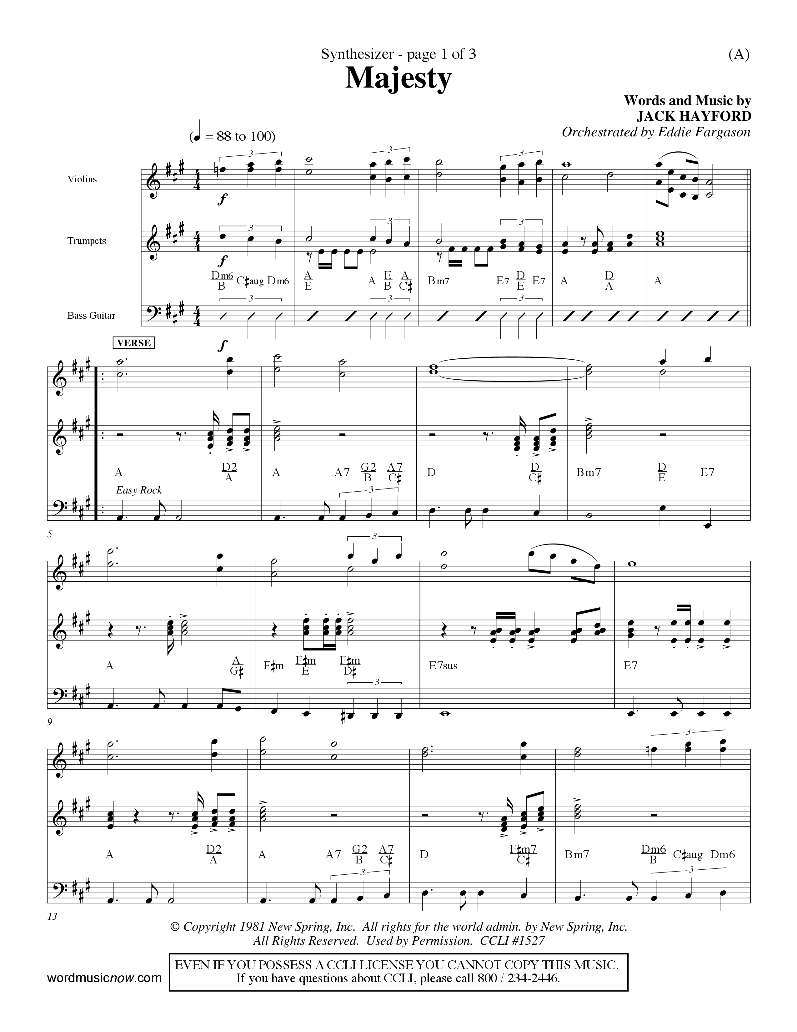 Majesty (Choral Anthem SATB) Synth (Word Music Choral / Orch. Eddie Fargason)