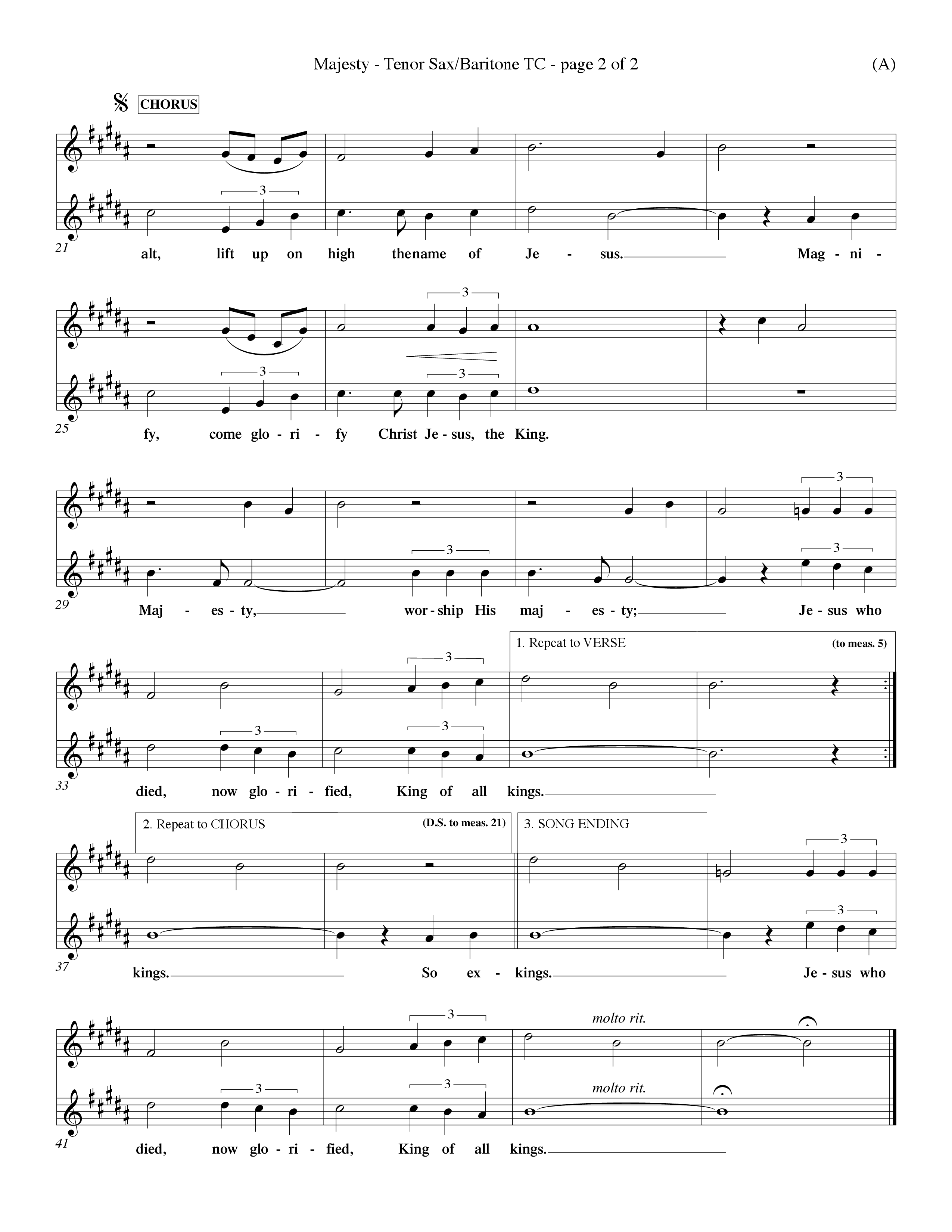 Majesty (Choral Anthem SATB) Tenor Sax/Baritone T.C. (Word Music Choral / Orch. Eddie Fargason)