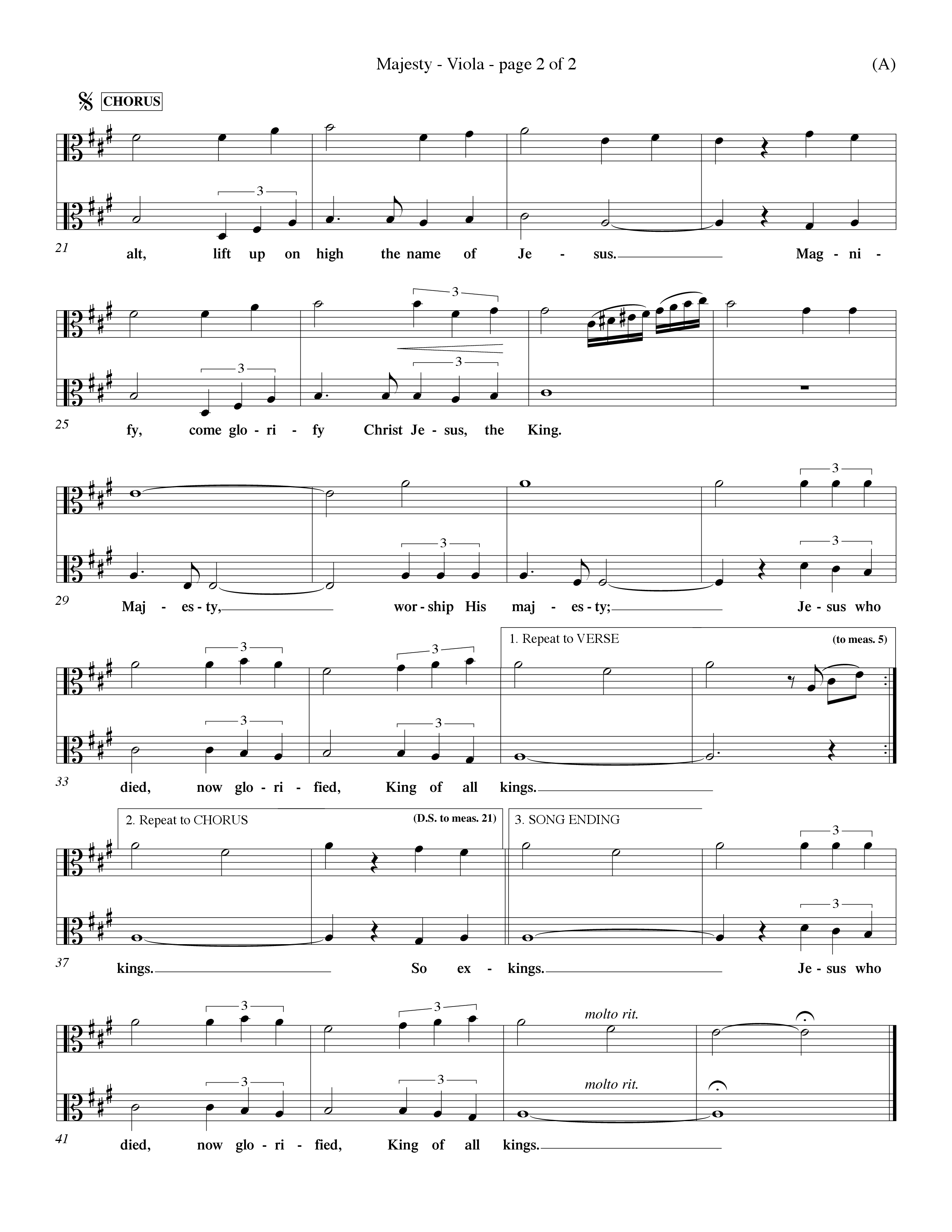 Majesty (Choral Anthem SATB) Viola (Word Music Choral / Orch. Eddie Fargason)