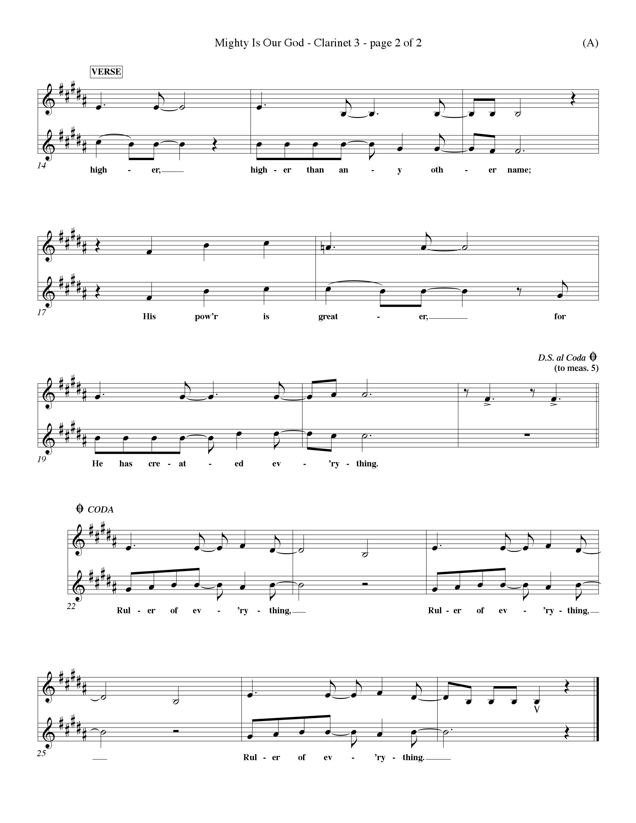 Mighty Is Our God (Choral Anthem SATB) Clarinet 3 (Word Music Choral / Orch. Ron Meyers)