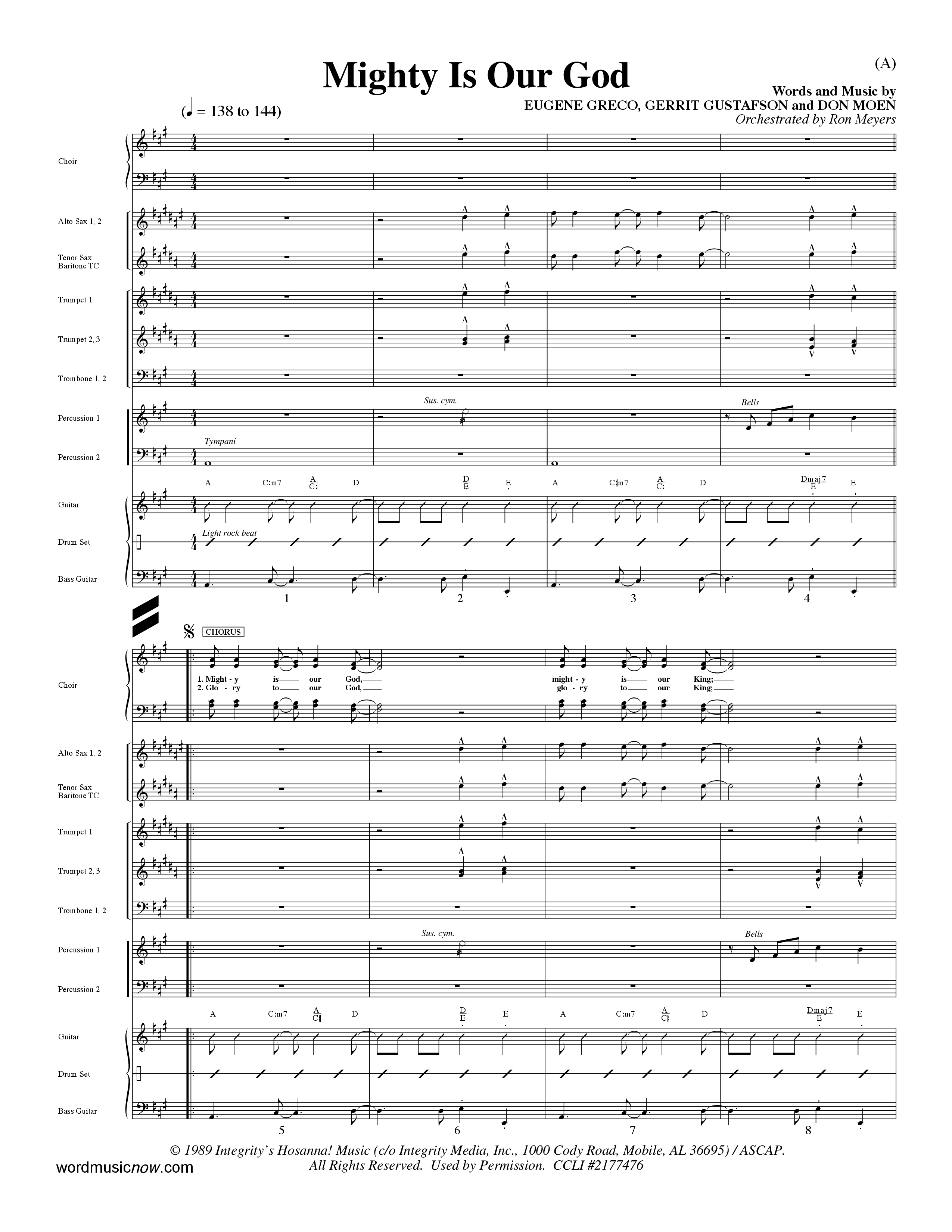 Mighty Is Our God (Choral Anthem SATB) PraiseBand (incl. Brass) (Word Music Choral / Orch. Ron Meyers)