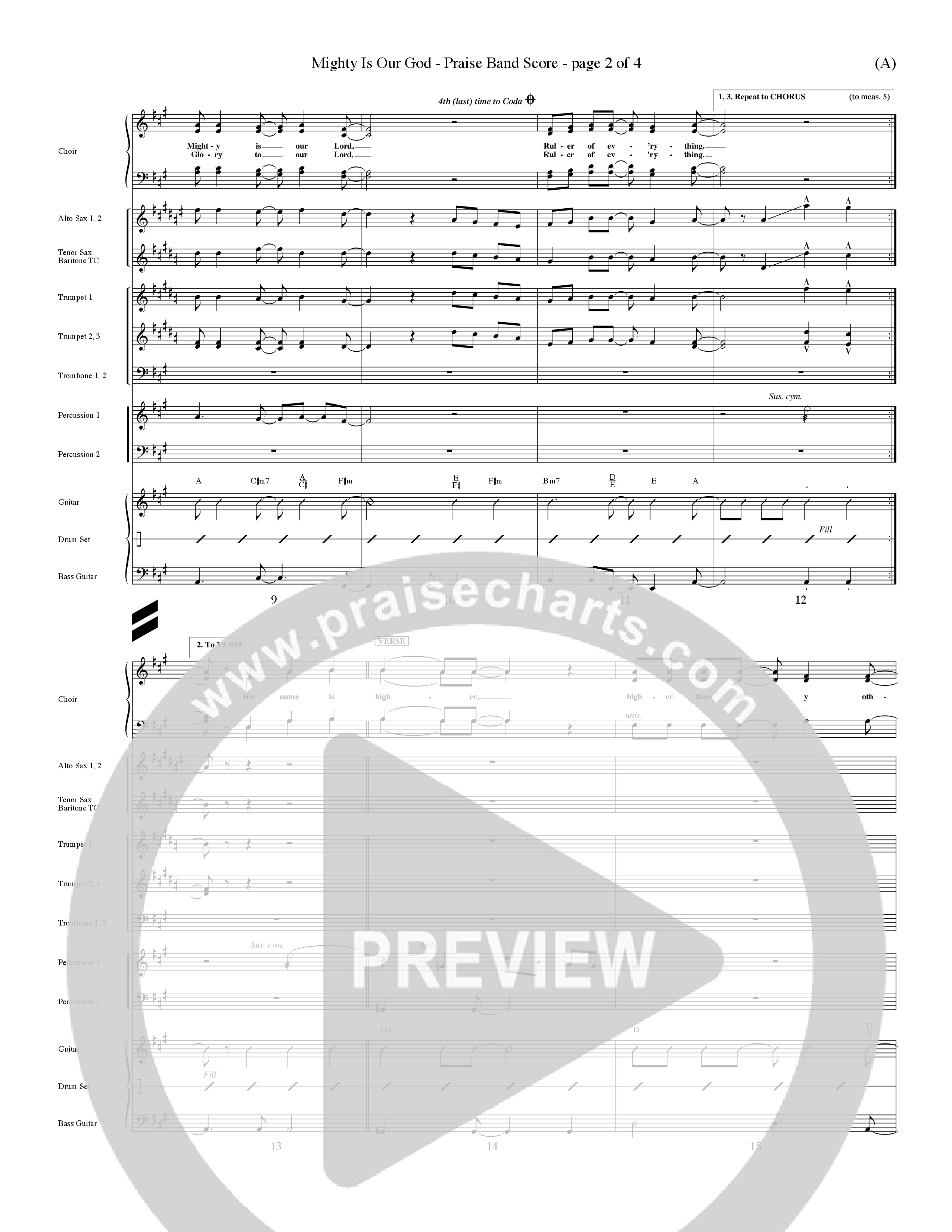 Mighty Is Our God (Choral Anthem SATB) PraiseBand (incl. Brass) (Word Music Choral / Orch. Ron Meyers)