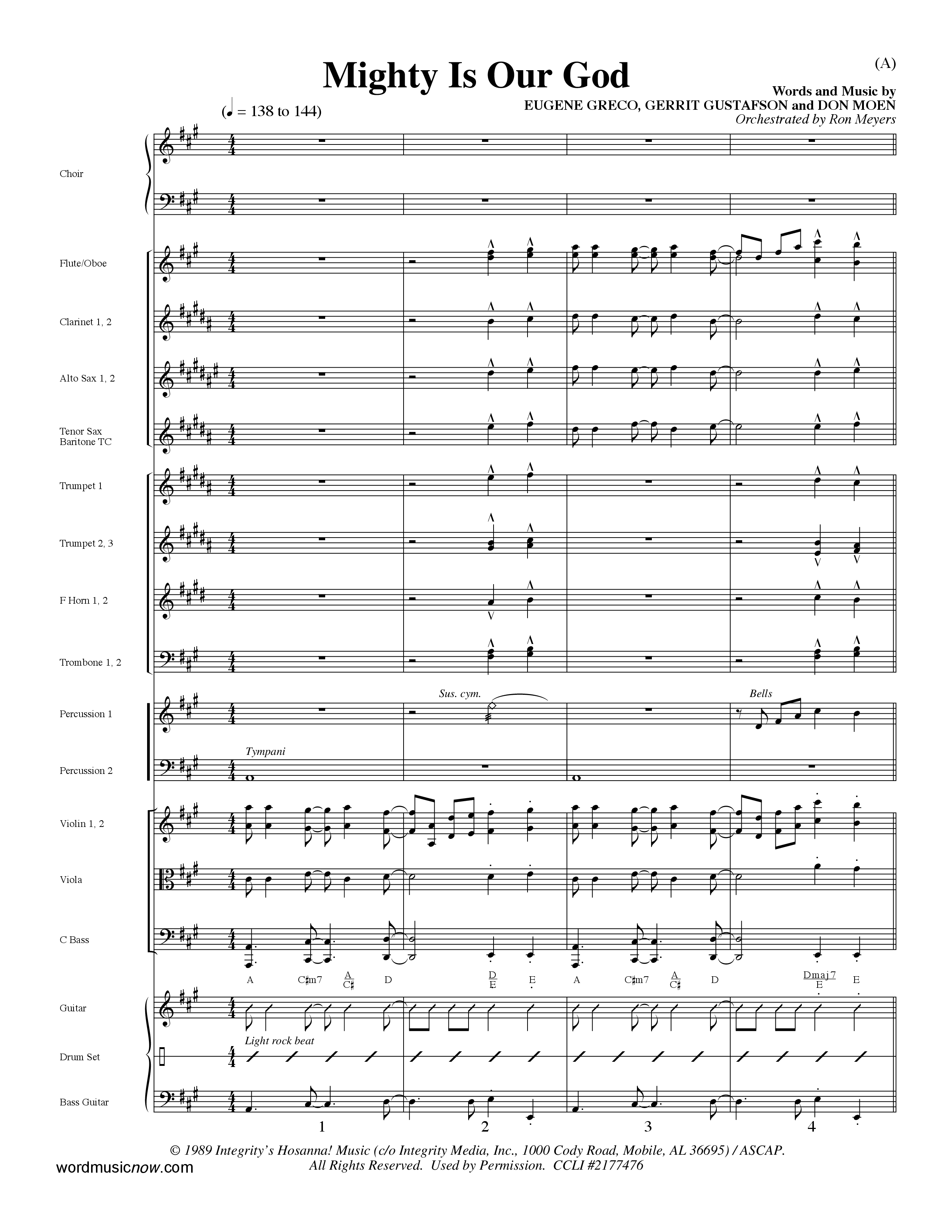 Mighty Is Our God (Choral Anthem SATB) Orchestration (Word Music Choral / Orch. Ron Meyers)