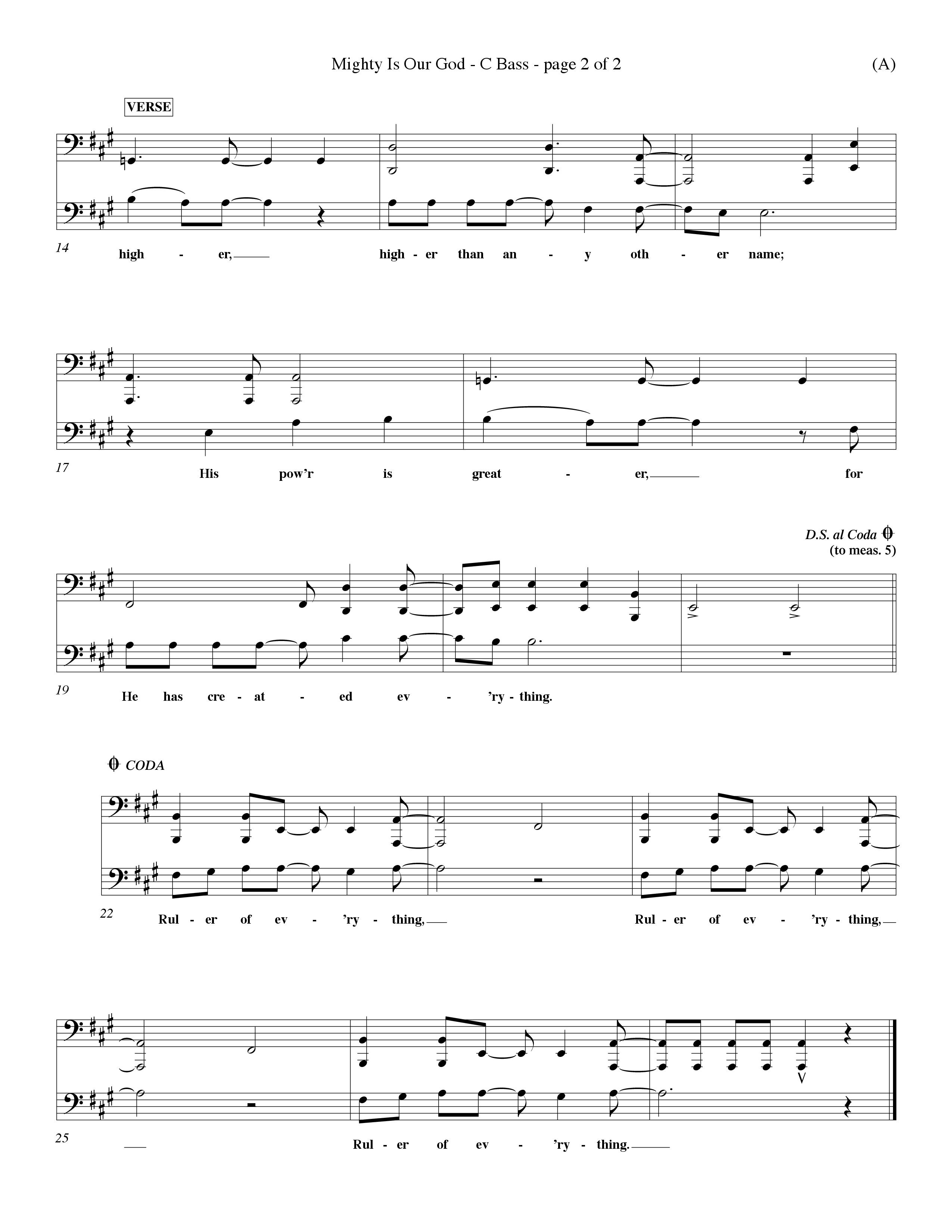 Mighty Is Our God (Choral Anthem SATB) Contrabass (Word Music Choral / Orch. Ron Meyers)