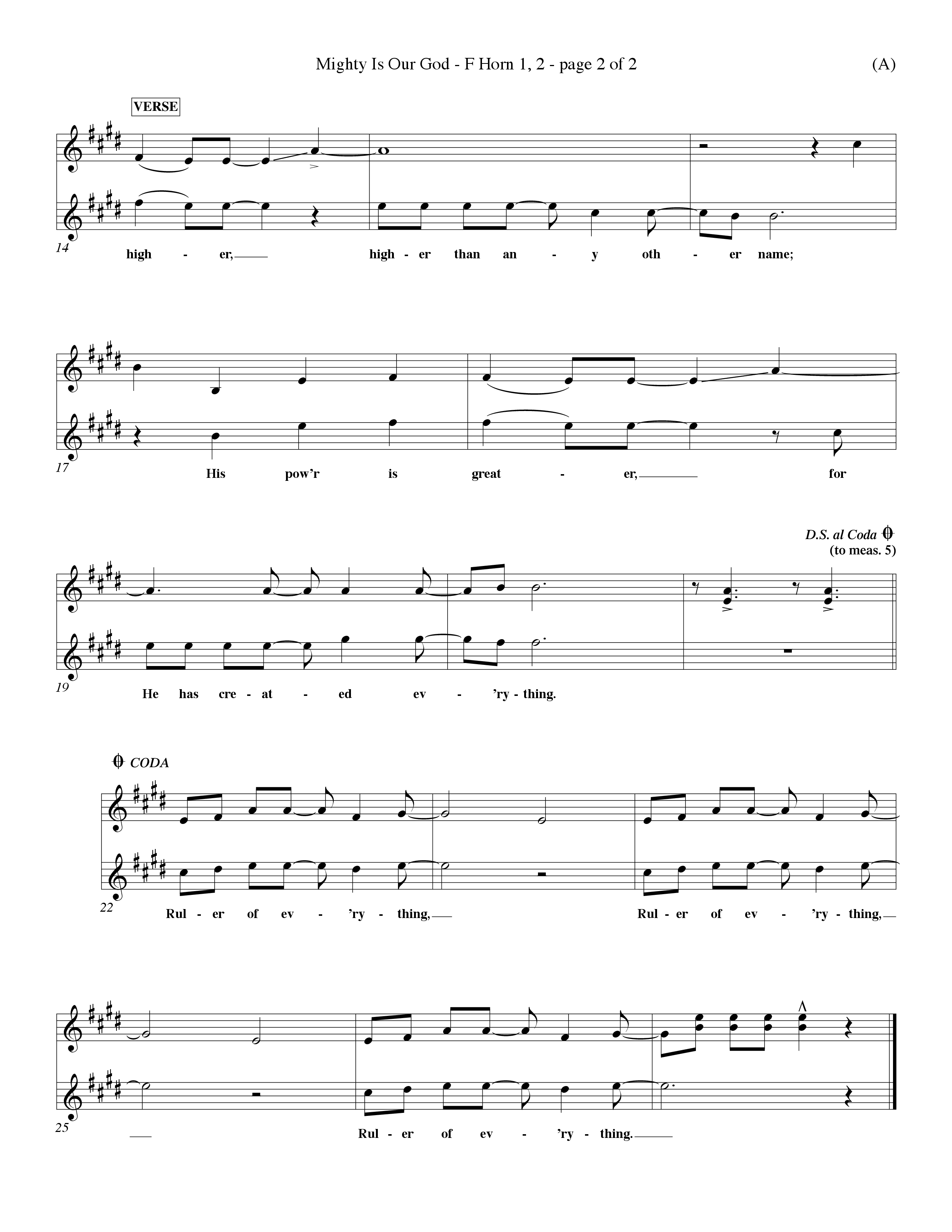 Mighty Is Our God (Choral Anthem SATB) French Horn (Word Music Choral / Orch. Ron Meyers)